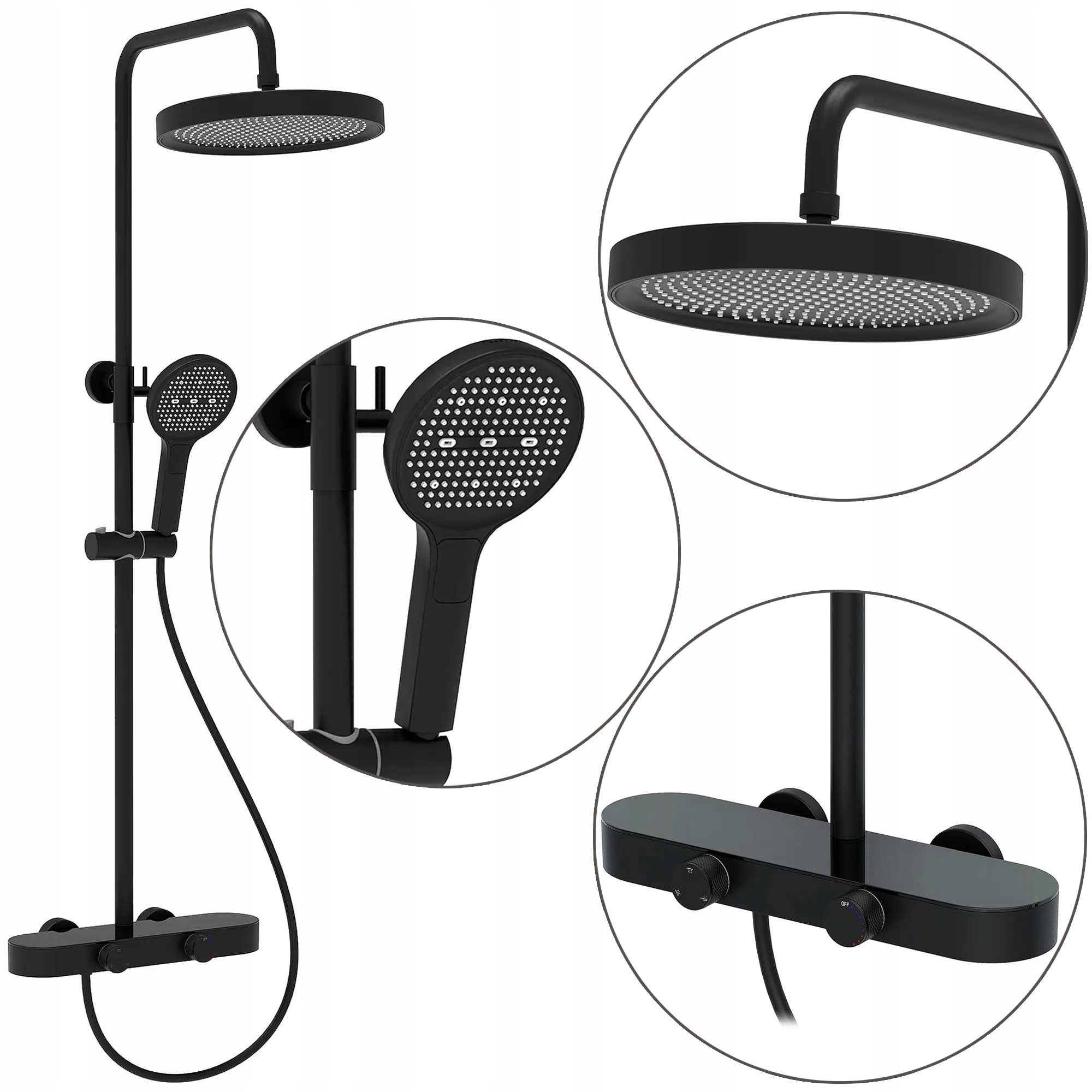 Súprava na striekanie čierna s dažďovou sprchou Creo Vstavaná výtoková tyč