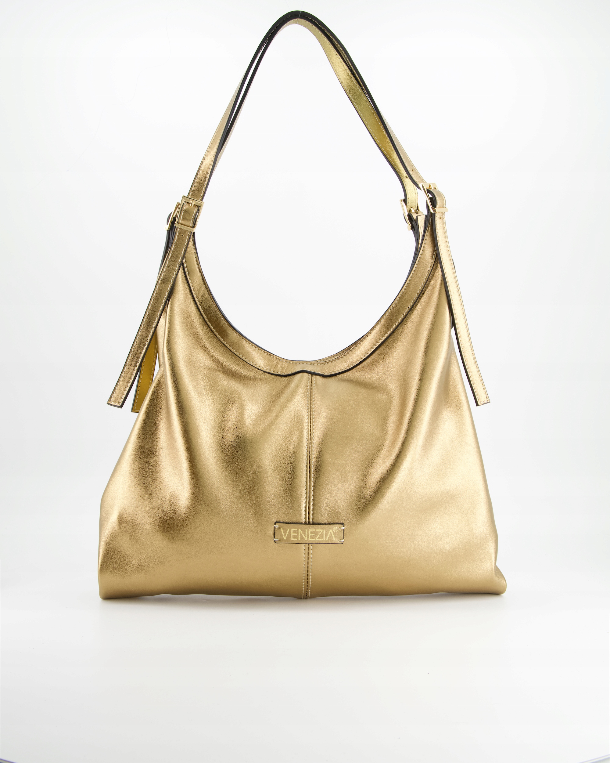 Venezia Damskie Damska Shopperka Z Metalizowanej Naturalnej Skóry