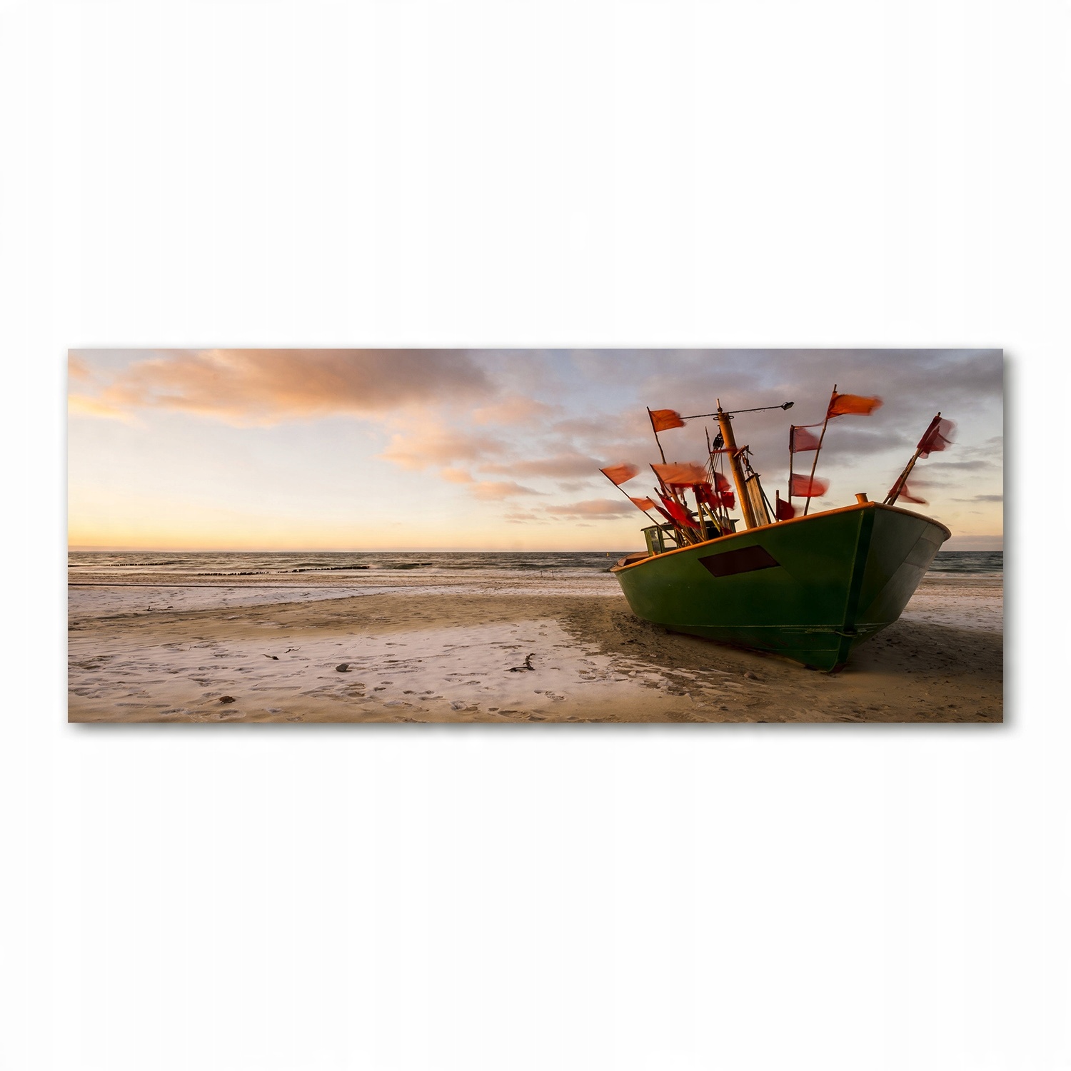 

Foto obraz szkło akryl Kuter rybacki plaża 125x50
