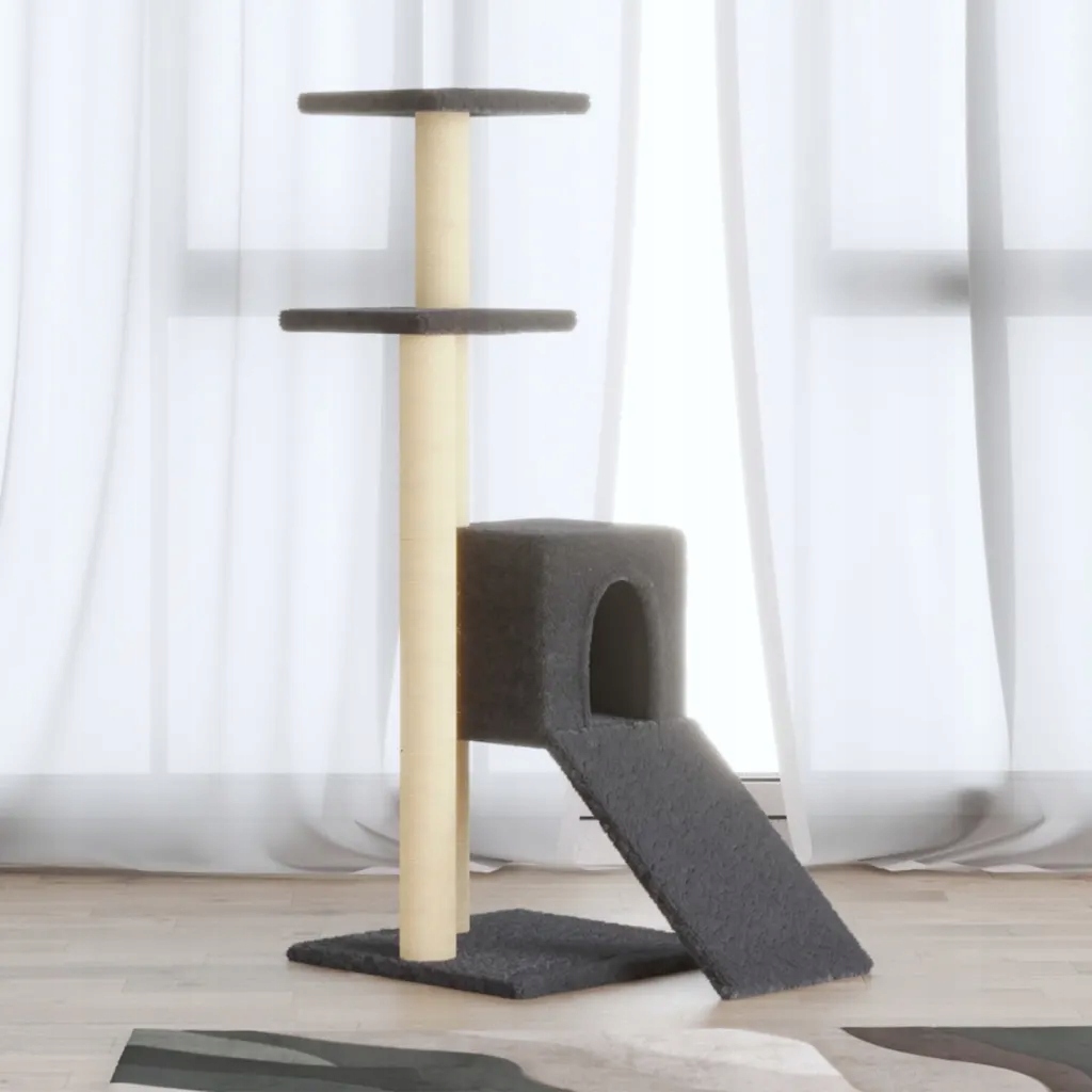 Levně Škrabadlo pro kočky se sisalovými sloupky tmavě šedé 92 cm