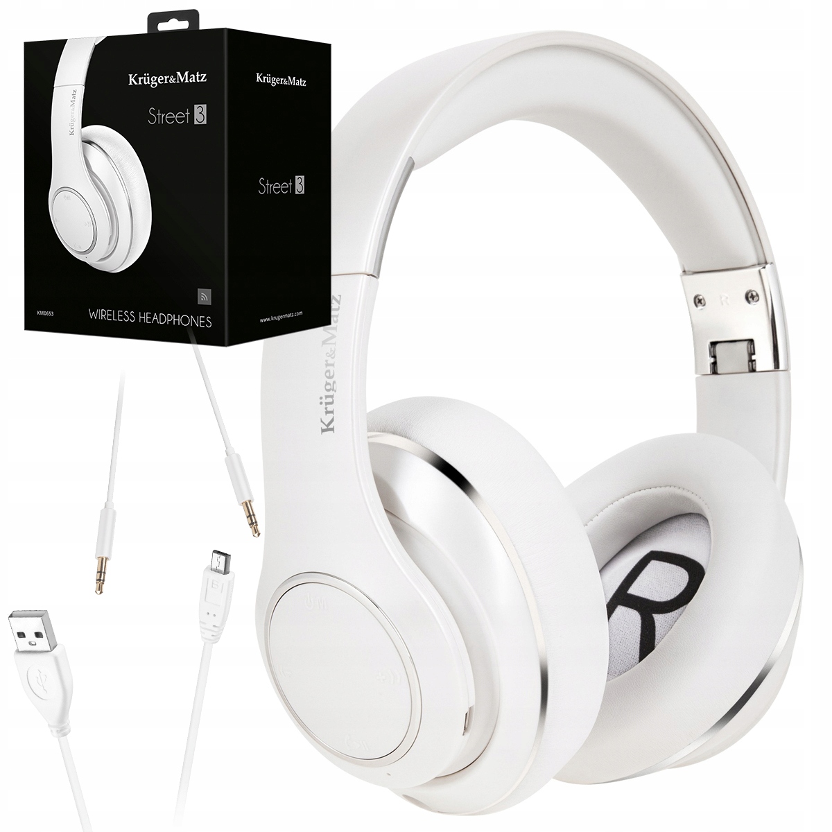 Kruger&Matz Street 3 Bezdrátová Sluchátka Bluetooth White