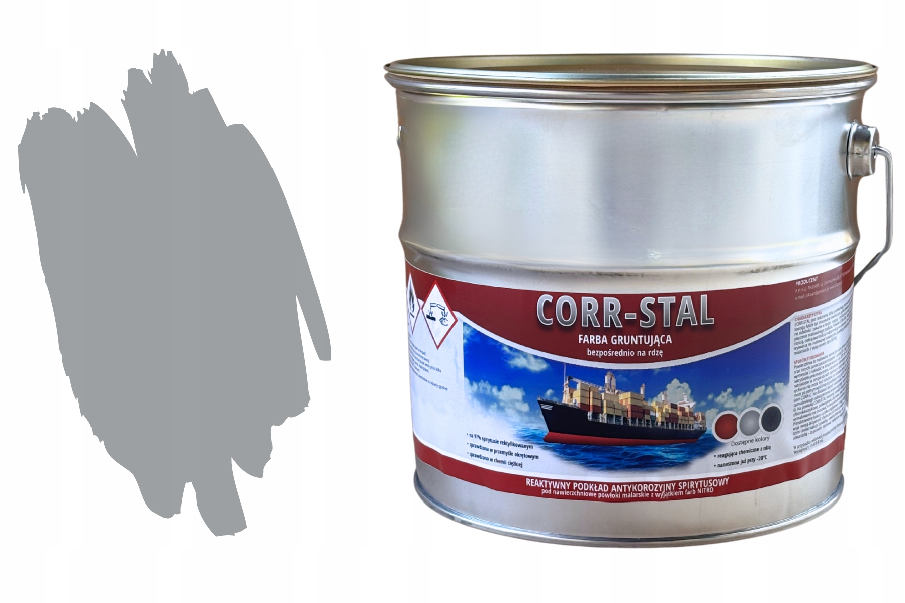 Farba do metalu na rdzę podkładowa okrętowa antykorozyjna Szary 3L