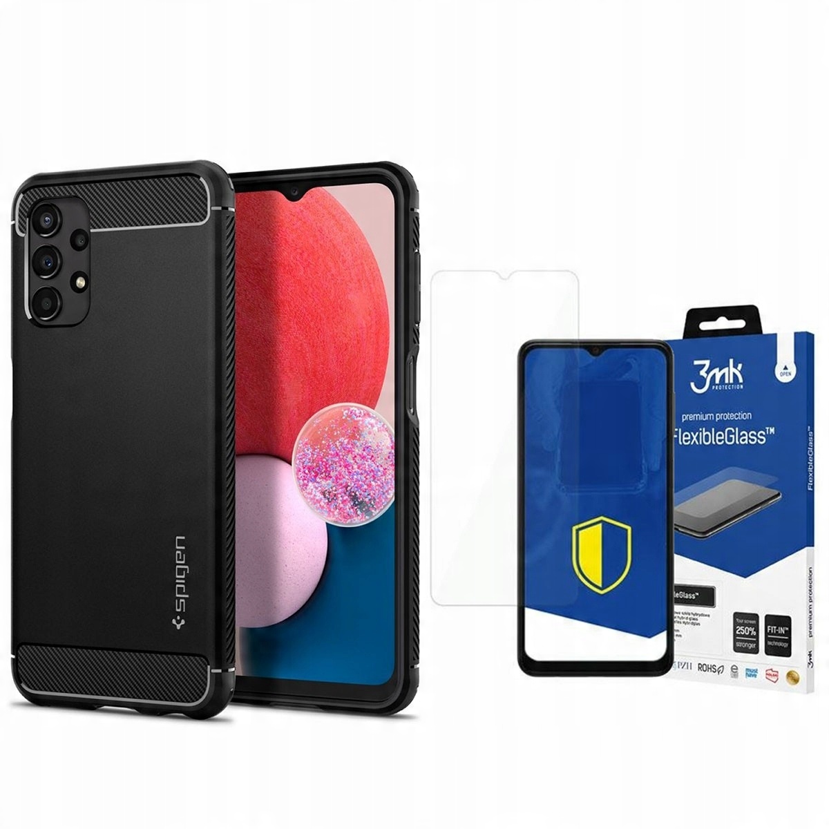 

Etui Do Galaxy A13 4G/LTE, Spigen Case Szkło 3MK