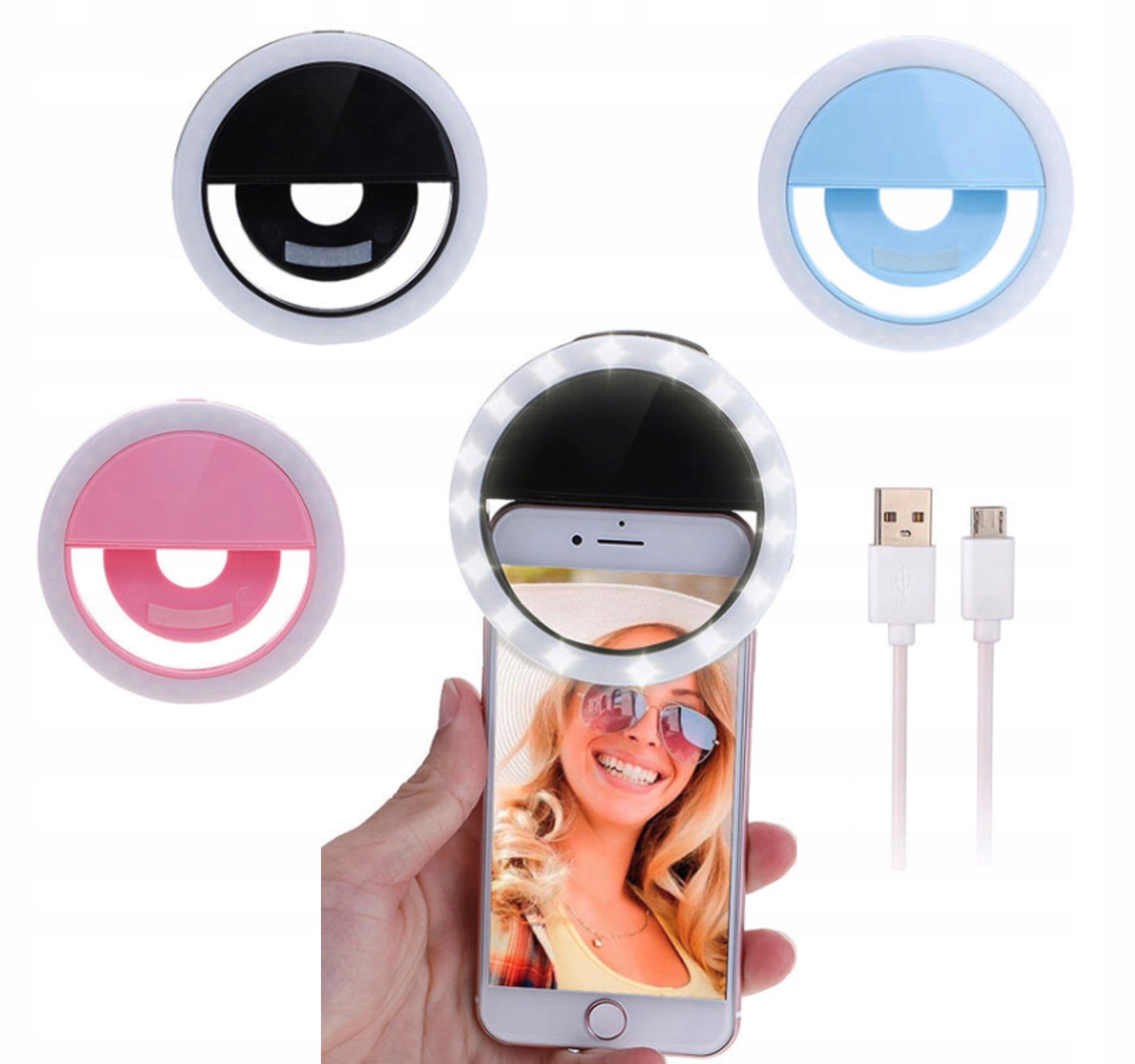 LAMPA SELFIE PIERŚCIENIOWA LED DO TELEFONU LAMPKA