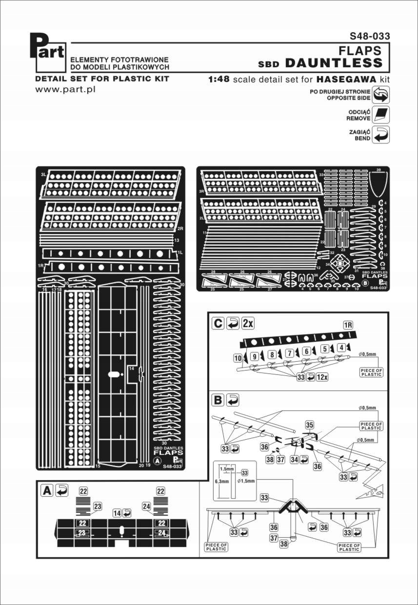 Díl S48-033 1/48 Sbd Dauntless klapky (Hasegawa)