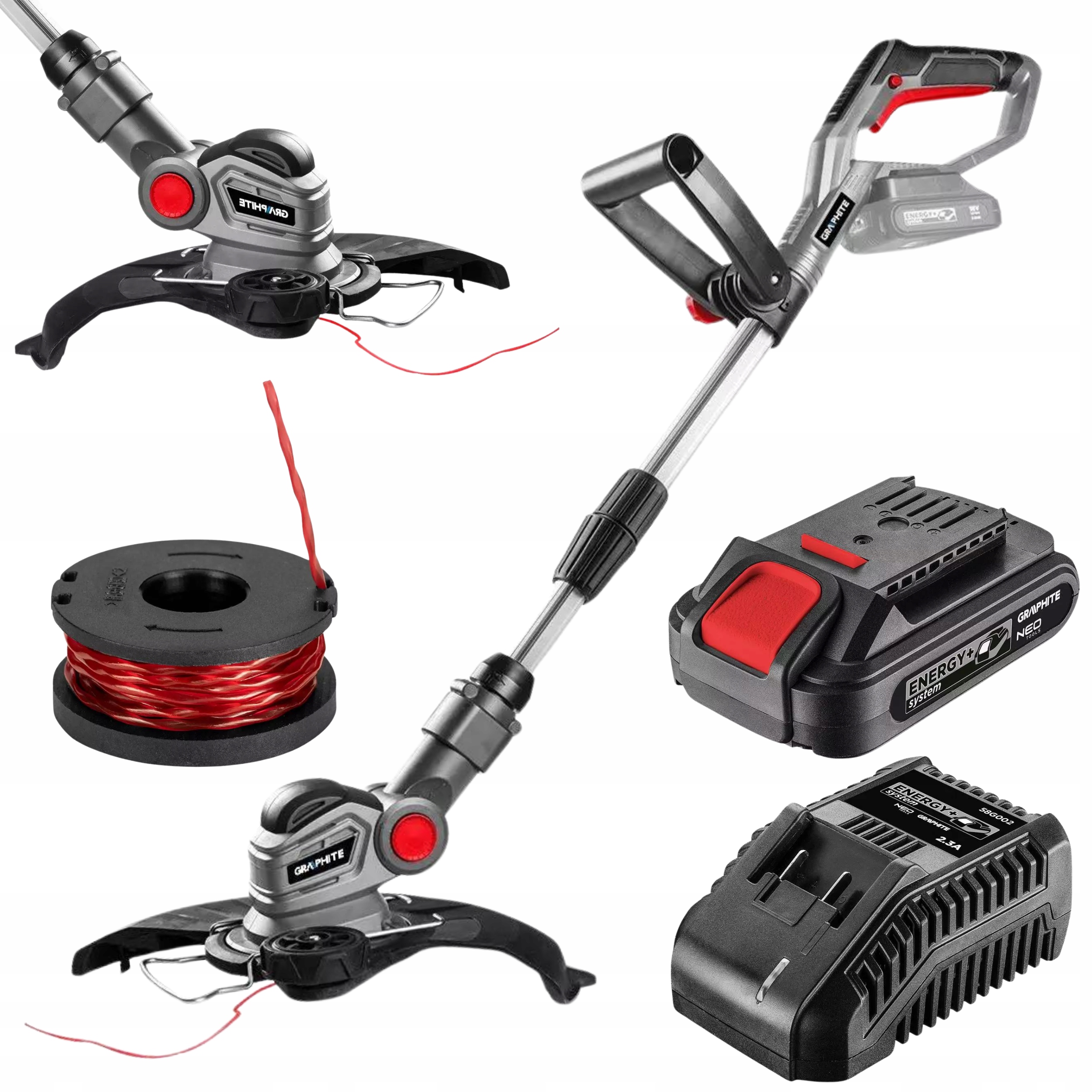 Podkaszarka Kosa Akumulatorowa na Żyłkę 2 Ah Bateria Ładowarka Graphite