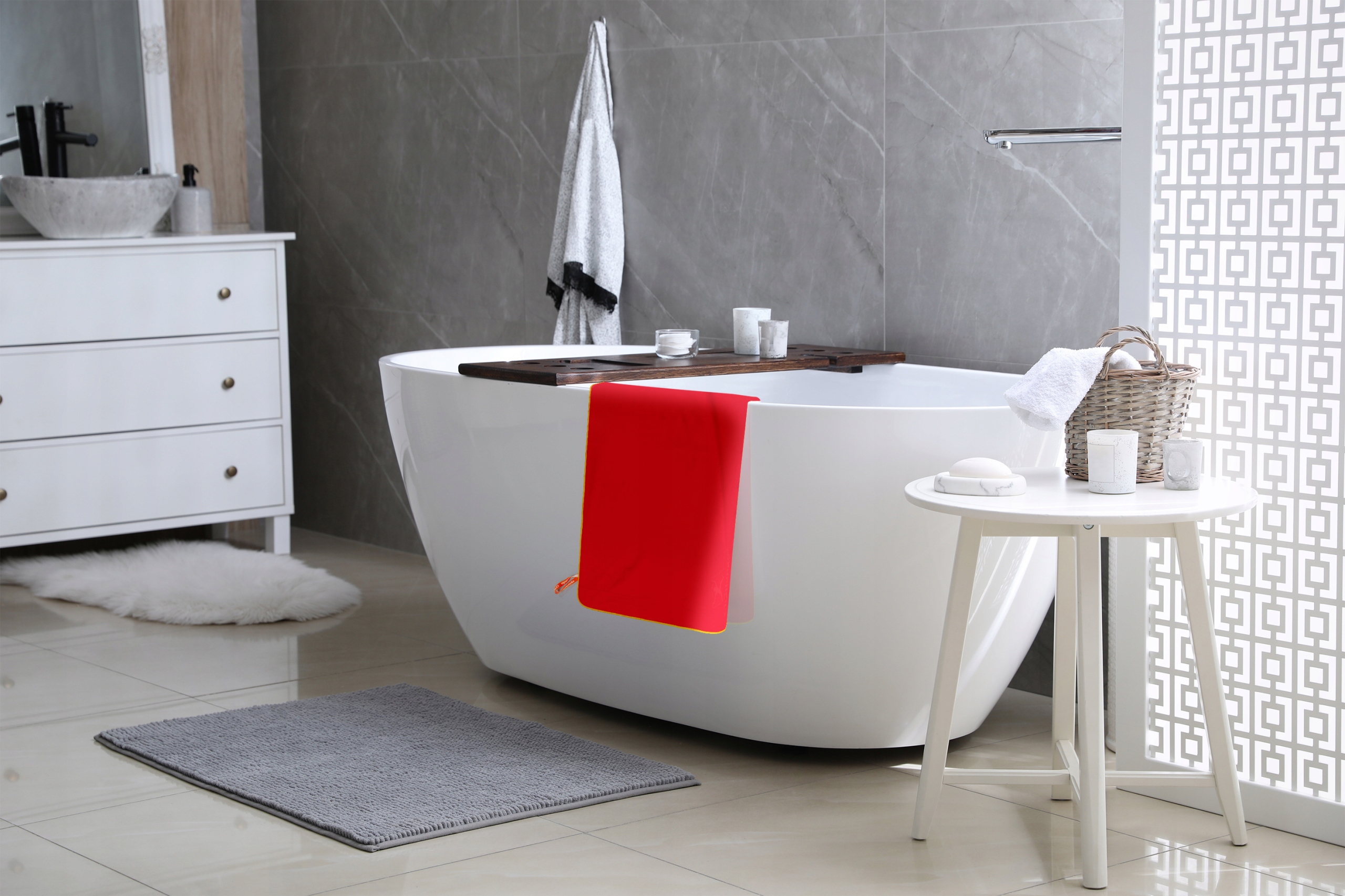 RĘCZNIK Z MIKROFIBRY 80x150 cm czerwony NEW Kolor dominujący pomarańcze i czerwienie