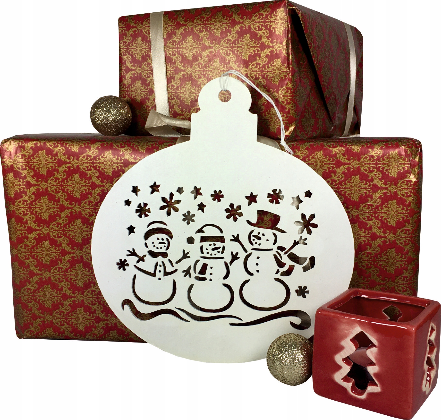 BOMBKA ZAWIESZKA ŚWIĄTECZNA BAŁWANY OZDOBA 30CM