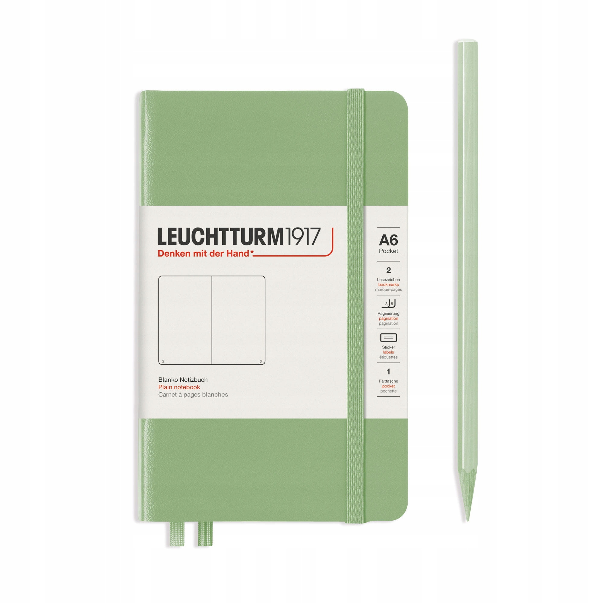 Notatnik Leuchtturm1917 Pocket A6, twarda oprawa, gładki, sage