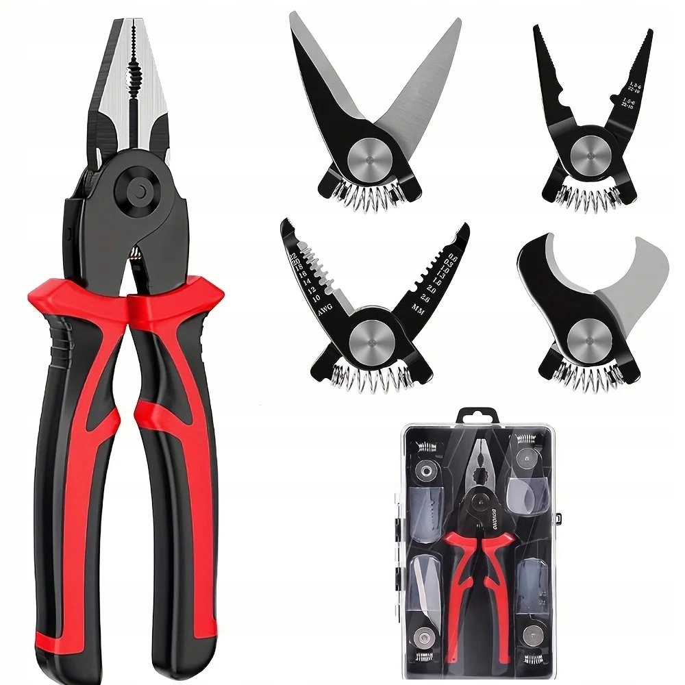 Zestaw Kleszcze Nożyce Ściągacz Izolacji Kombinerki 5w1 dla elektryków