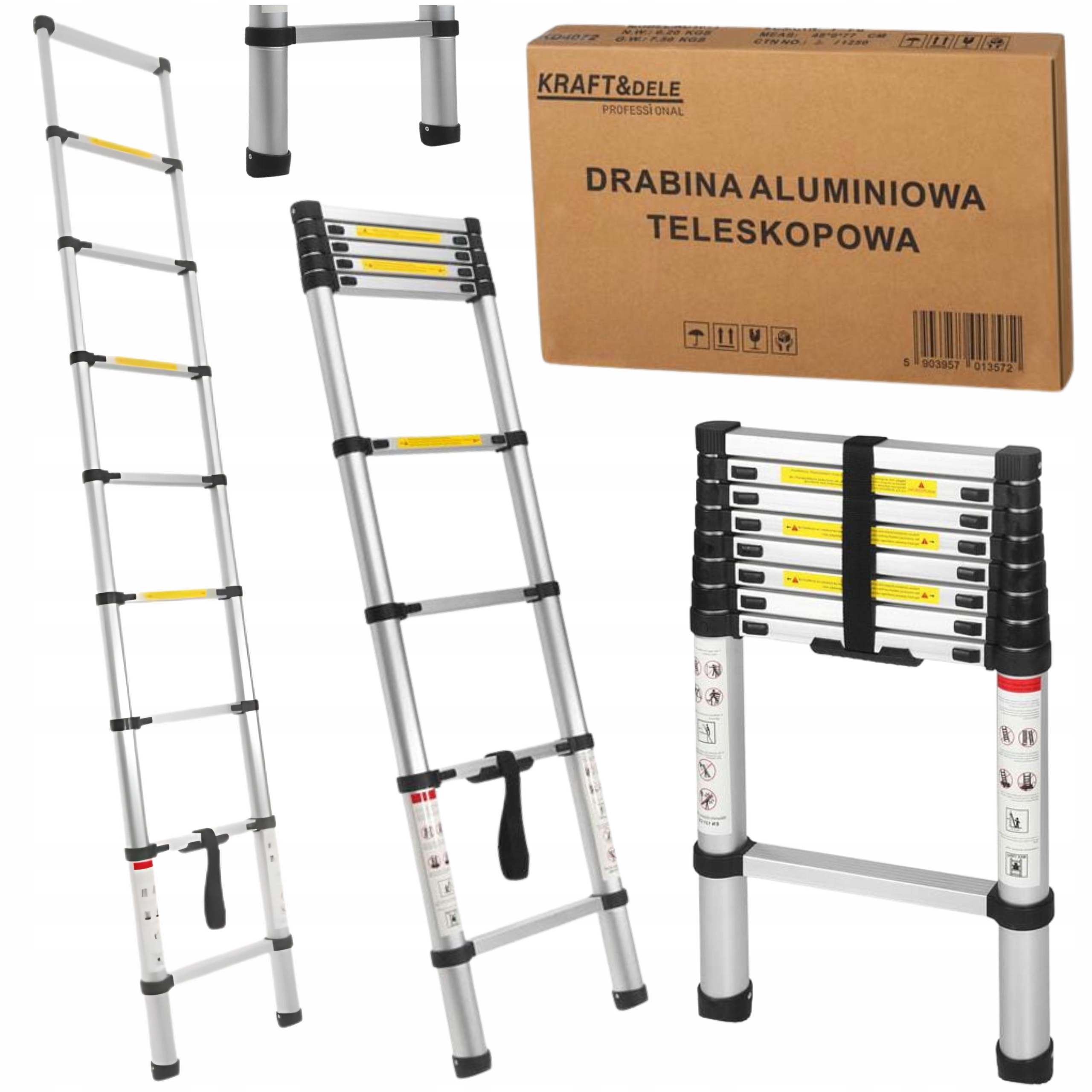 Žebřík Teleskopický, skládací, domácí, rozkládací, 2,6 m