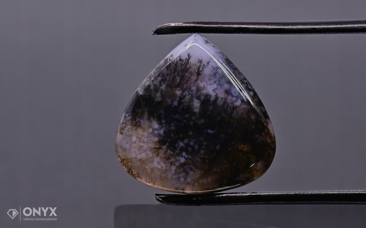 Dendritový achát z Kazachstánu konvexní plaketa slza