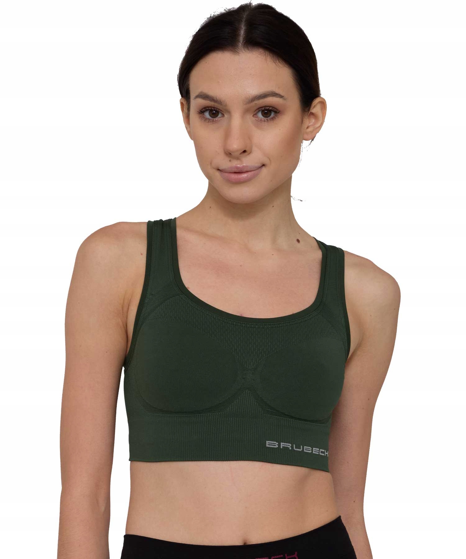Biustonosz Sportowy Brubeck Top na Siłownię jogę do Biegania zielony M