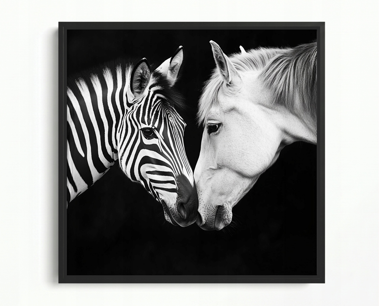 Obraz Rám American Box Portrét Kůň Zebra Bílá Černá Kontrast B&w 50x50