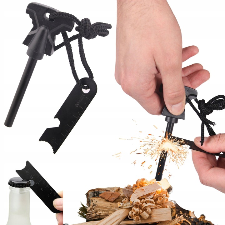 KRZESIWO MAGNEZOWE DO ROZPALANIA OGNIA LIGHT MY FIRE XXL SURVIVAL ZAPALNICZ Model XXL czarne