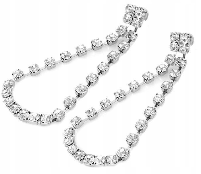 

Srebrne Długie Kolczyki Łezki Szklane Cyrkonie