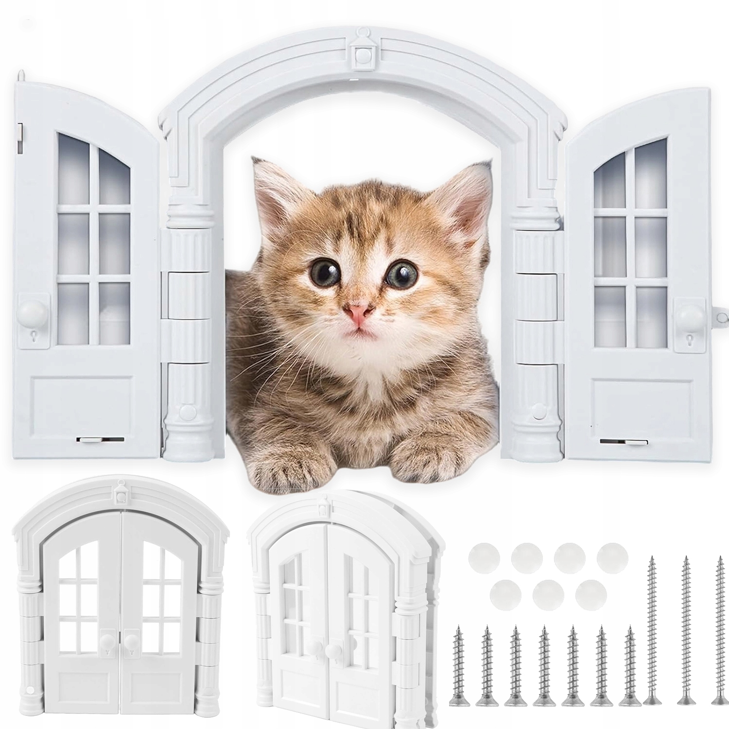 Levně Dvířka Pro Kočky Francouzské Dvojité 24 CM Průhledné Okno S Uzávěrem