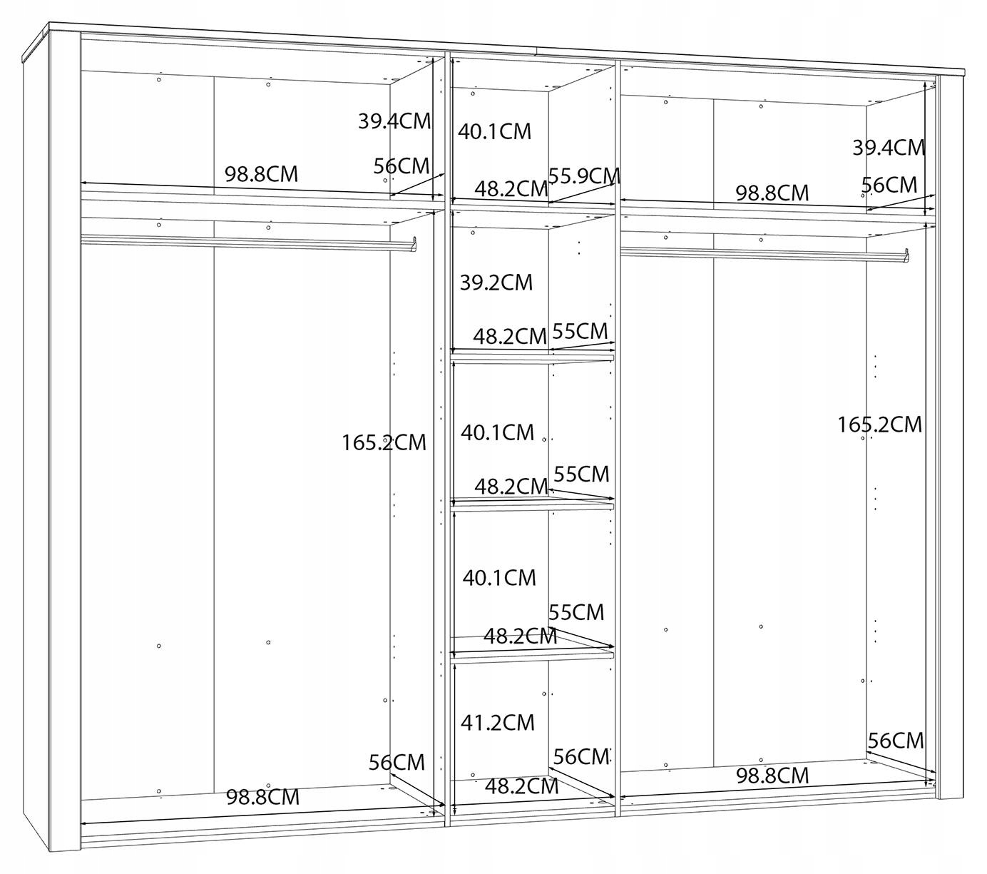Pojemna szafa ubraniowa CHISBURY BHLS951 Biały, FORTE Wysokość mebla 213.9 cm