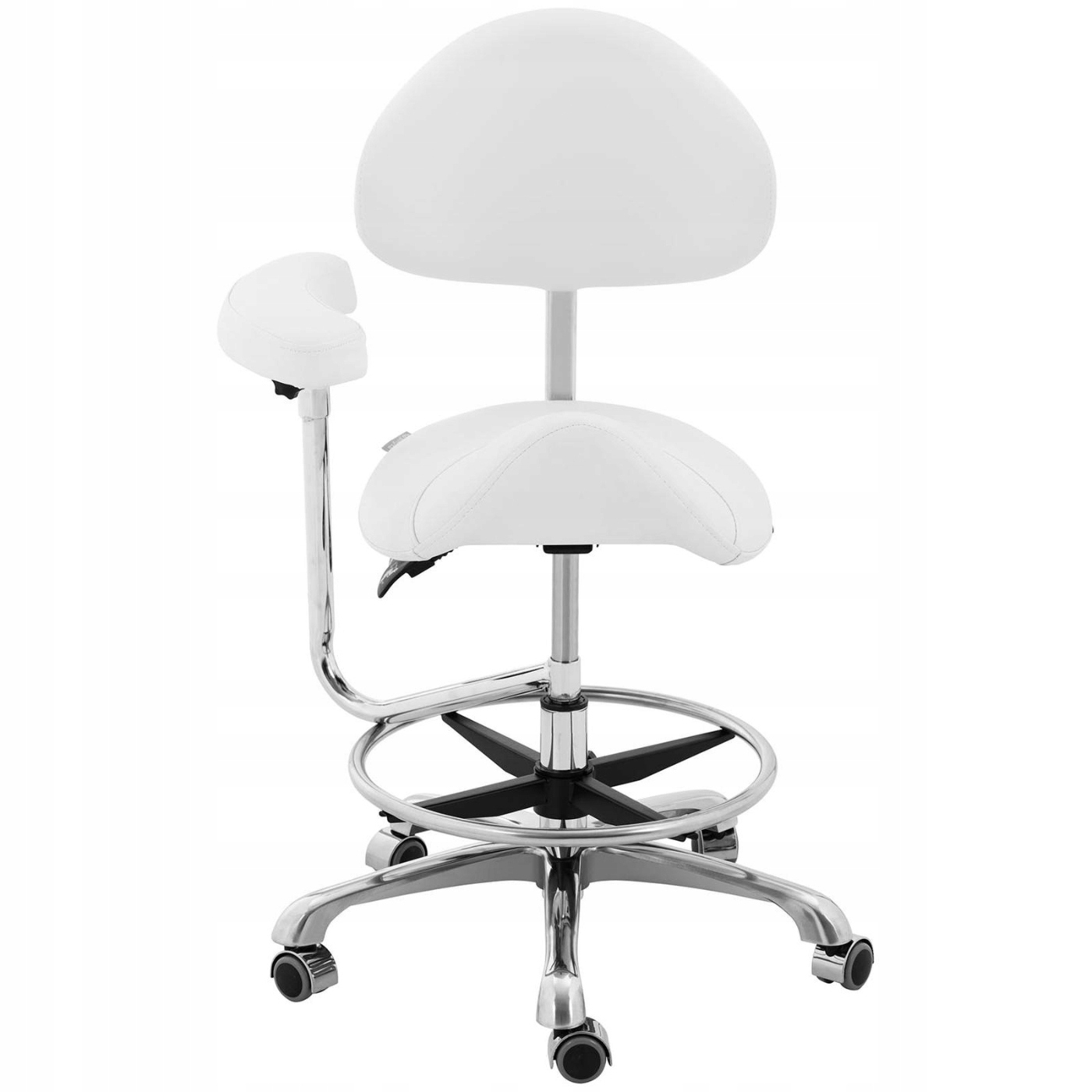 KRZESŁO KOSMETYCZNE TABORET Z OPARCIEM PODNÓŻEK Model PHYSA WUPPERTAL WHITE