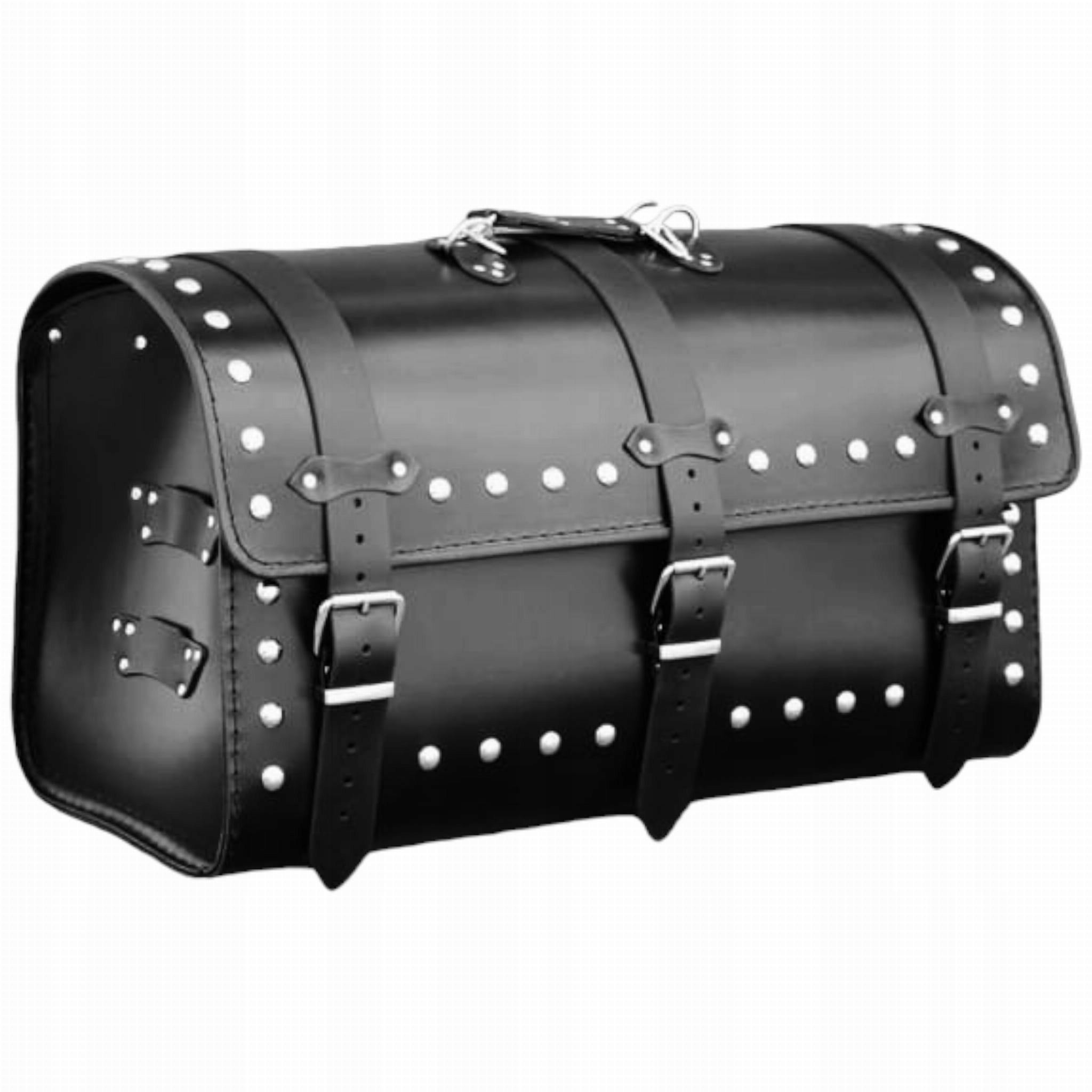 Kufřík na motorku Kožený Černý 55 Litrů 2 helmy
