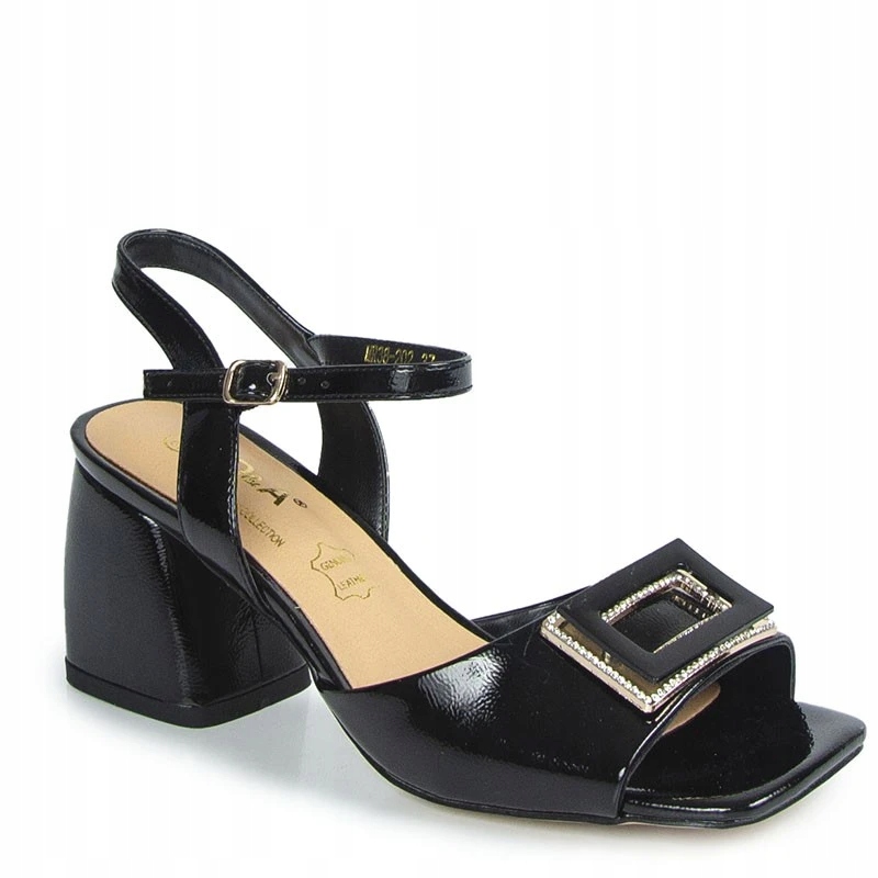 S.barski MR38-202 Sandály Sloupek Kůže Černé 39