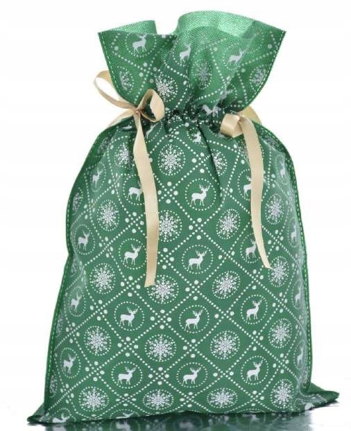 WOREK UPOMINKOWY materiałowy TORBA NA PREZENTY ŚWIĄTECZNE 20x30cm