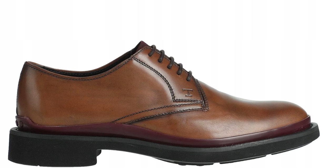 Tod's Hnědé Pánské Polobotky Z Přírodní Kůže S Vínovým Akcentem 41 3CC