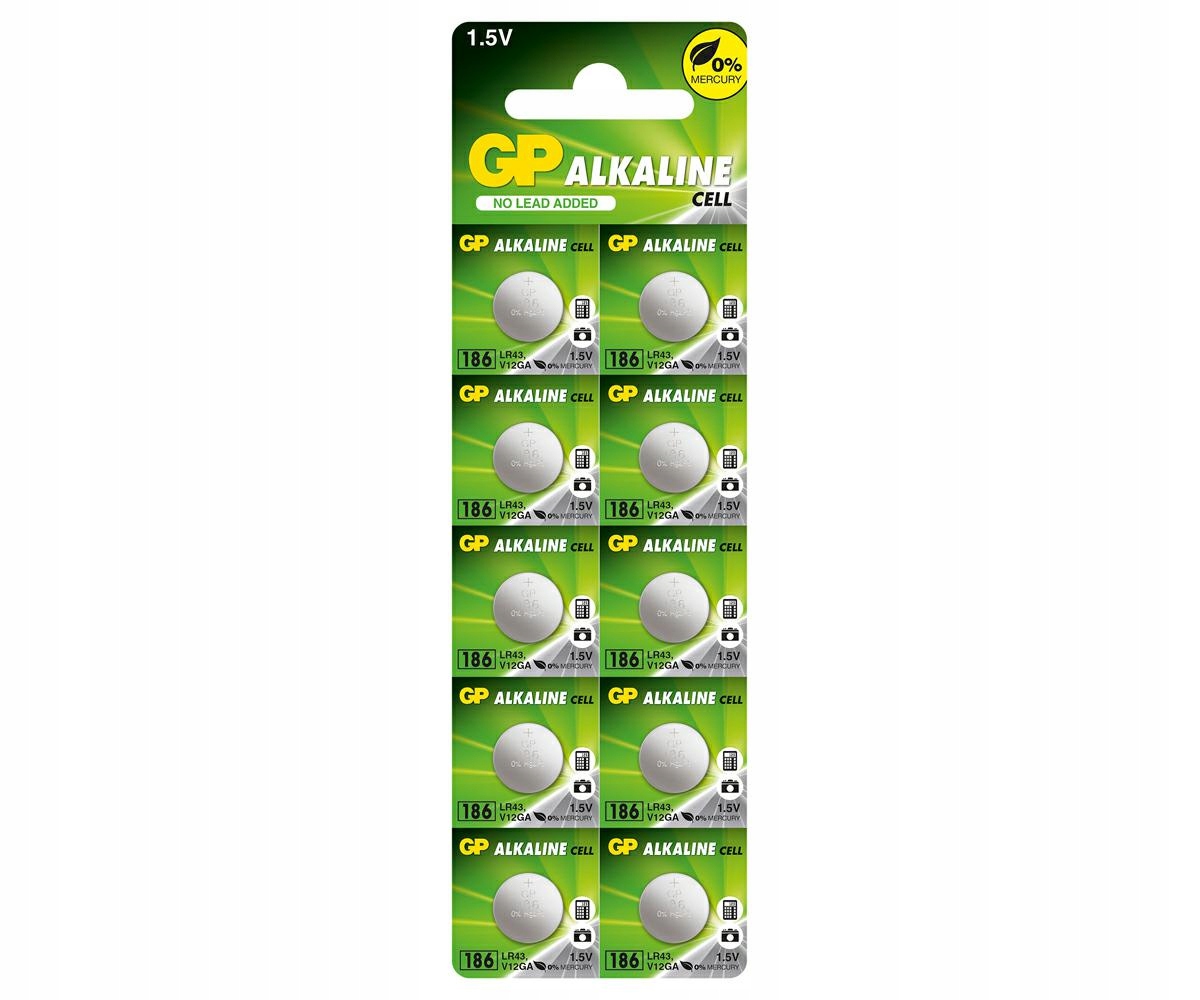 

10x Bateria Gp alkaliczna zegarkowa AG12 LR43 1,5V