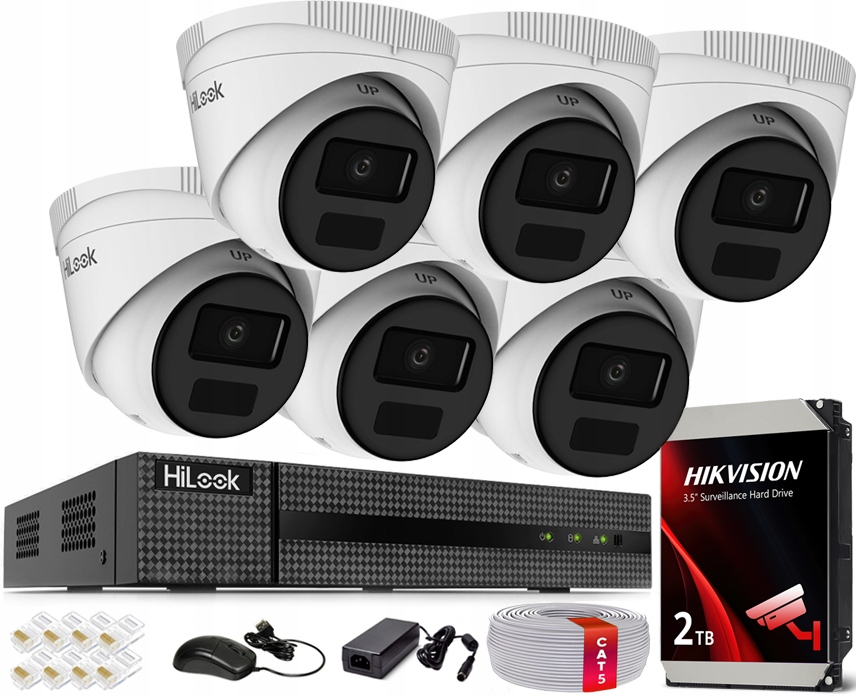 4MPx Ip monitorovací sada s 2TB diskem Hikvision 6 kamer IPC-T241H-C