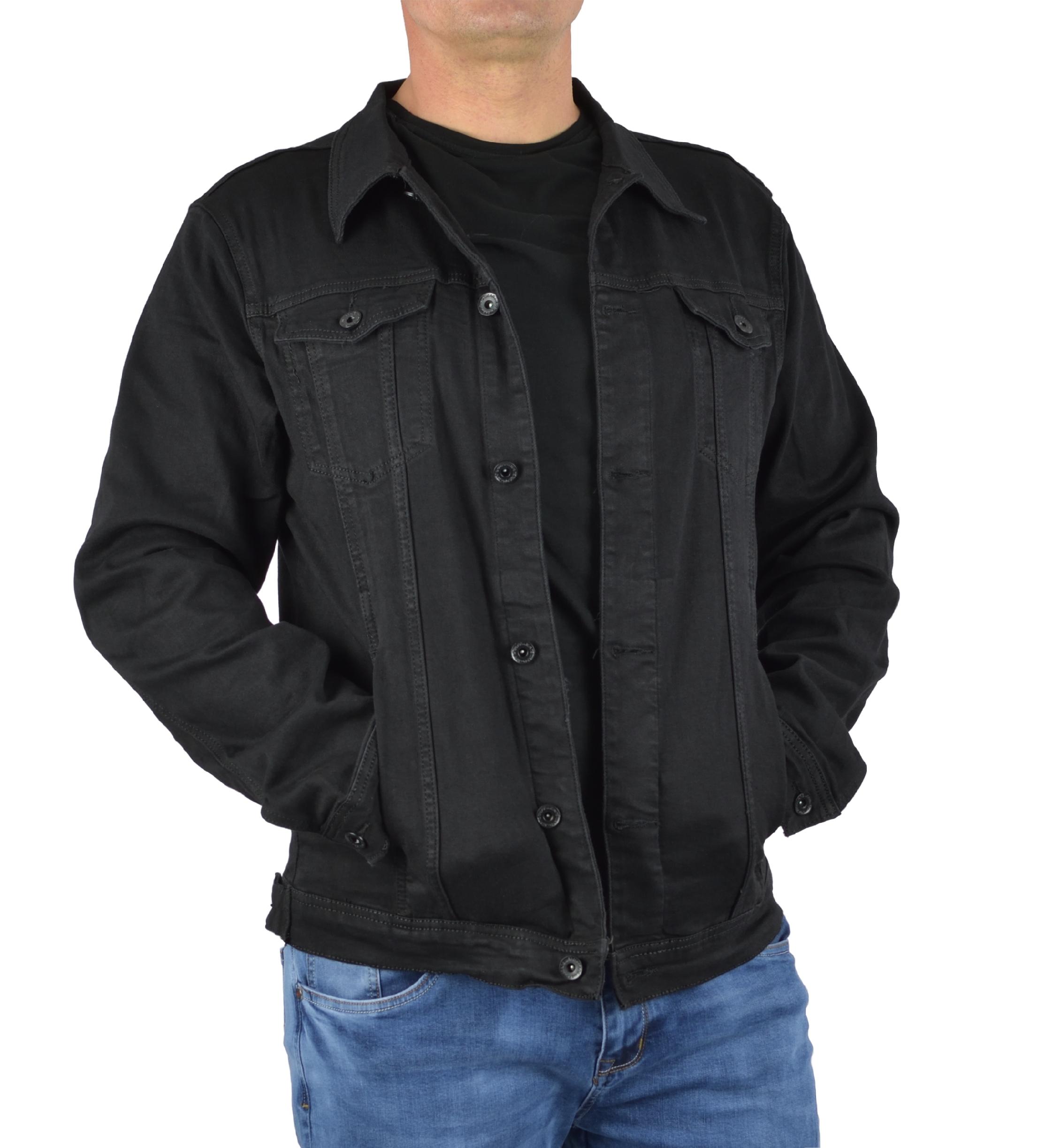 KATANA JEANSOWA CZARNA KURTKA MĘSKA VIMAN 2XL Długość do bioder