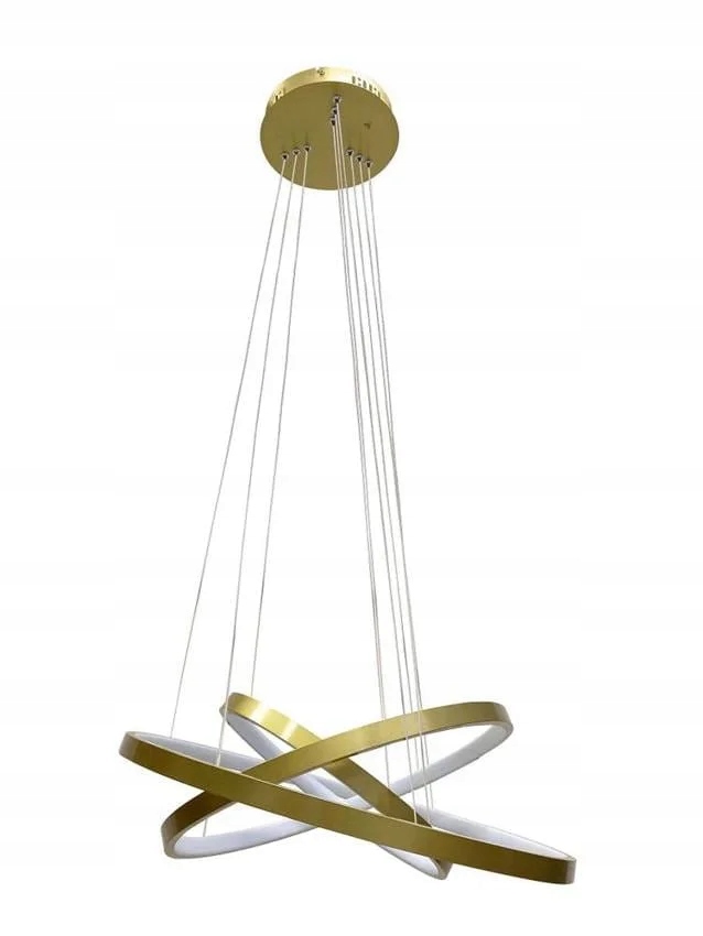 Zlatý moderný Led luster do obývačky, trojitý, neutrálna biela farba Candellux