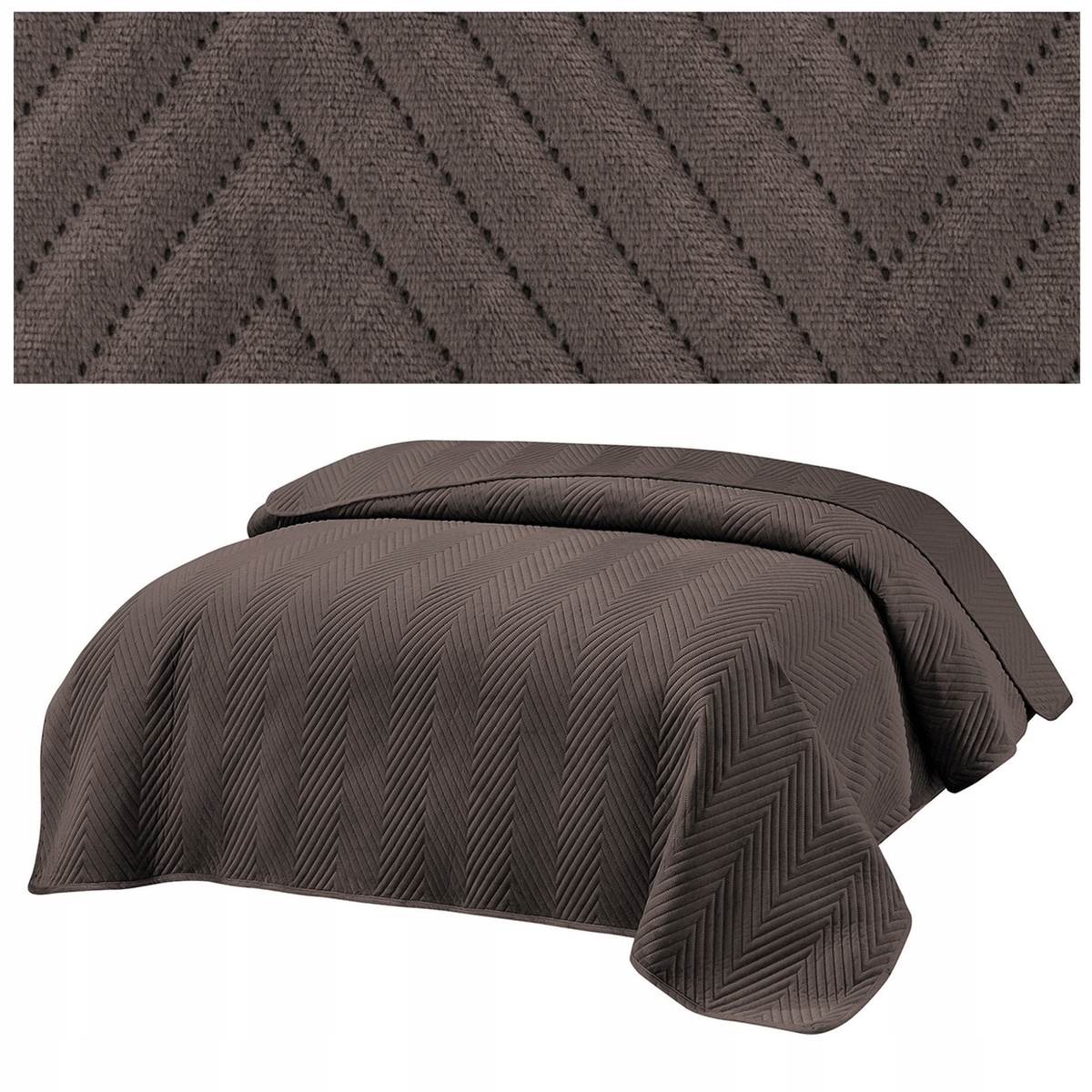 Narzuta 200x220 tłoczona komfortowa ozdobna na łóżko Marieta welur Brąz