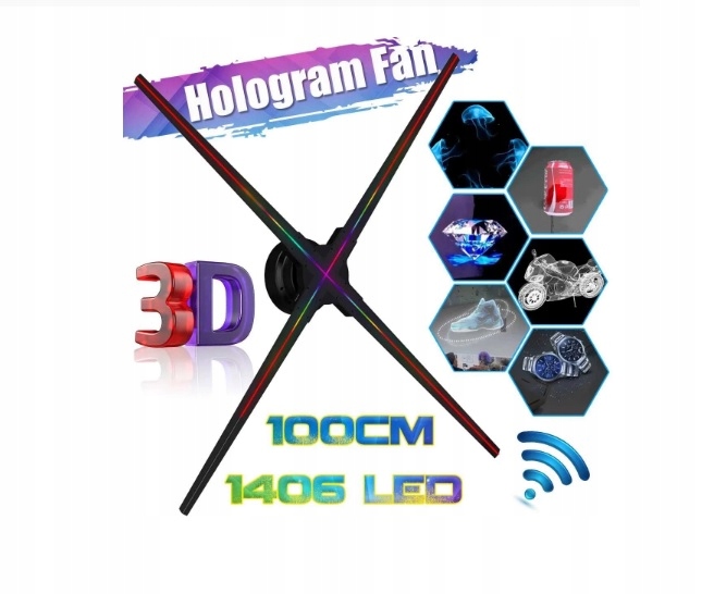 Wyświetlacz Hologram 3D reklamowy 100cm 1440LED