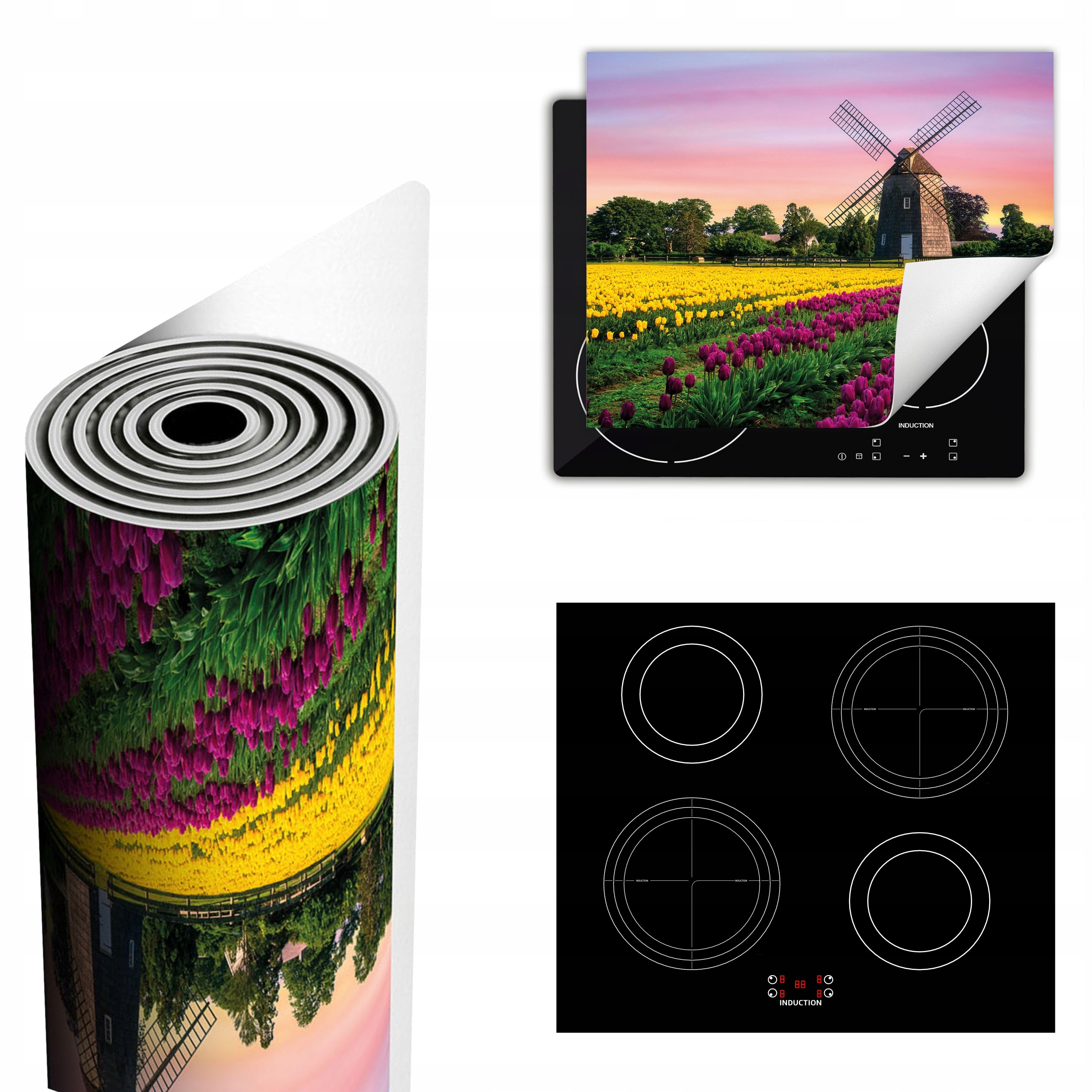 Ochranná Podložka Na Sporák Má Více Místa 60x52 tulipány – větrný mlýn