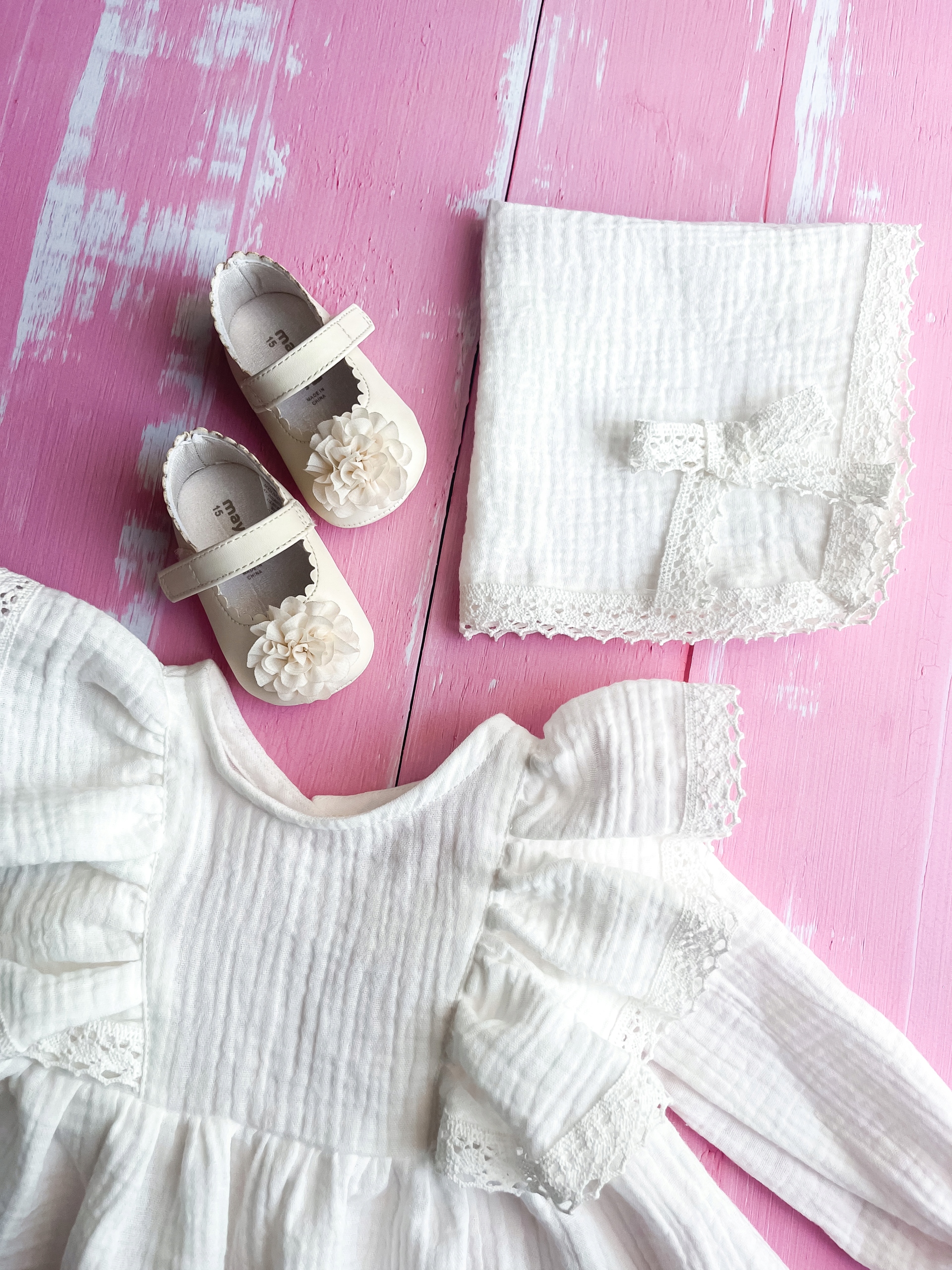 Sukienka do Chrztu Sukienka na Chrzest Boho Sukienka Muślinowa 68 Rozmiar 68