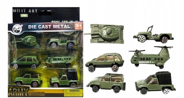

6x Pojazd Auto Militarne Wojsko Czołg Jeep Helikop
