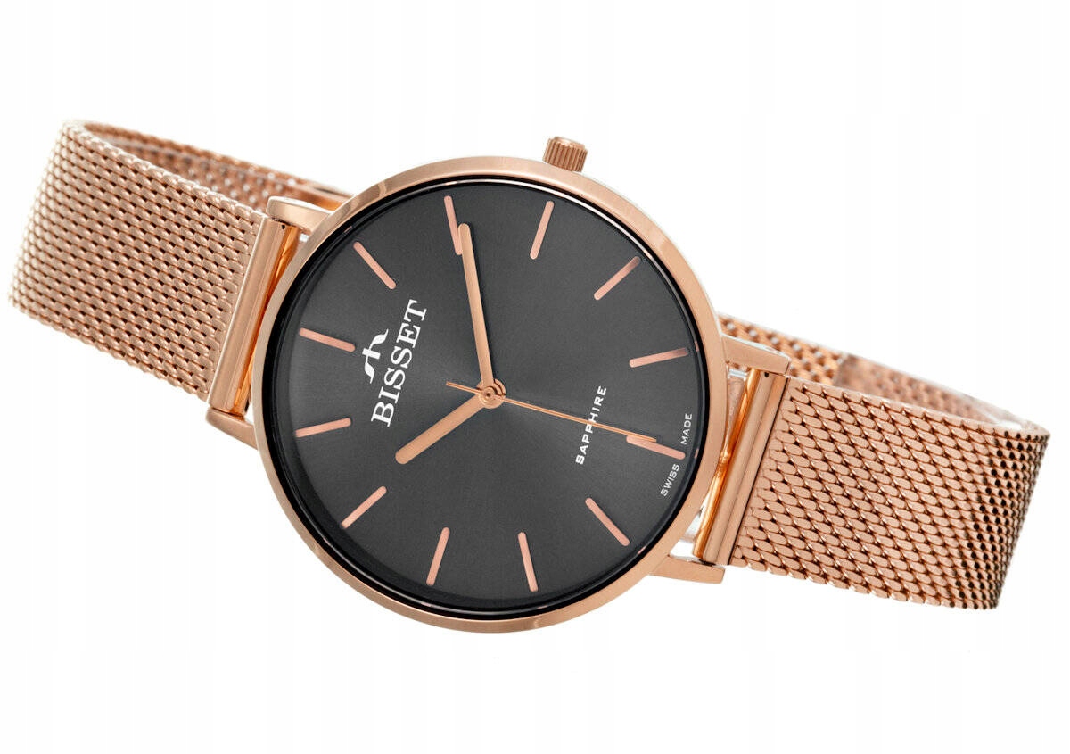 Elegantní Dámské Bižuterní Švýcarské Hodinky Bisset BSBF32 Růžové Zlato
