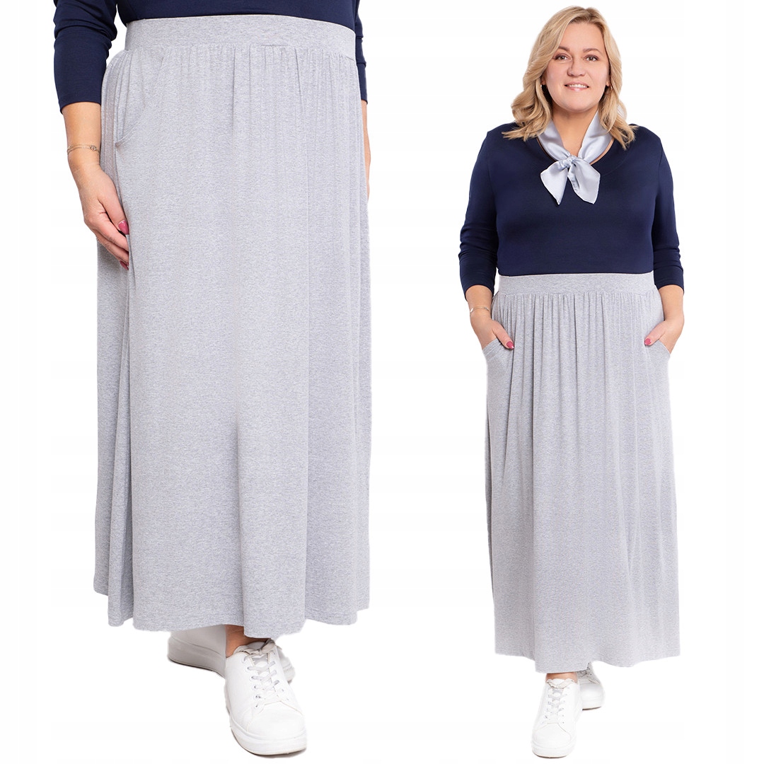 Šedá tepláková sukně s kapsami, velikost 50