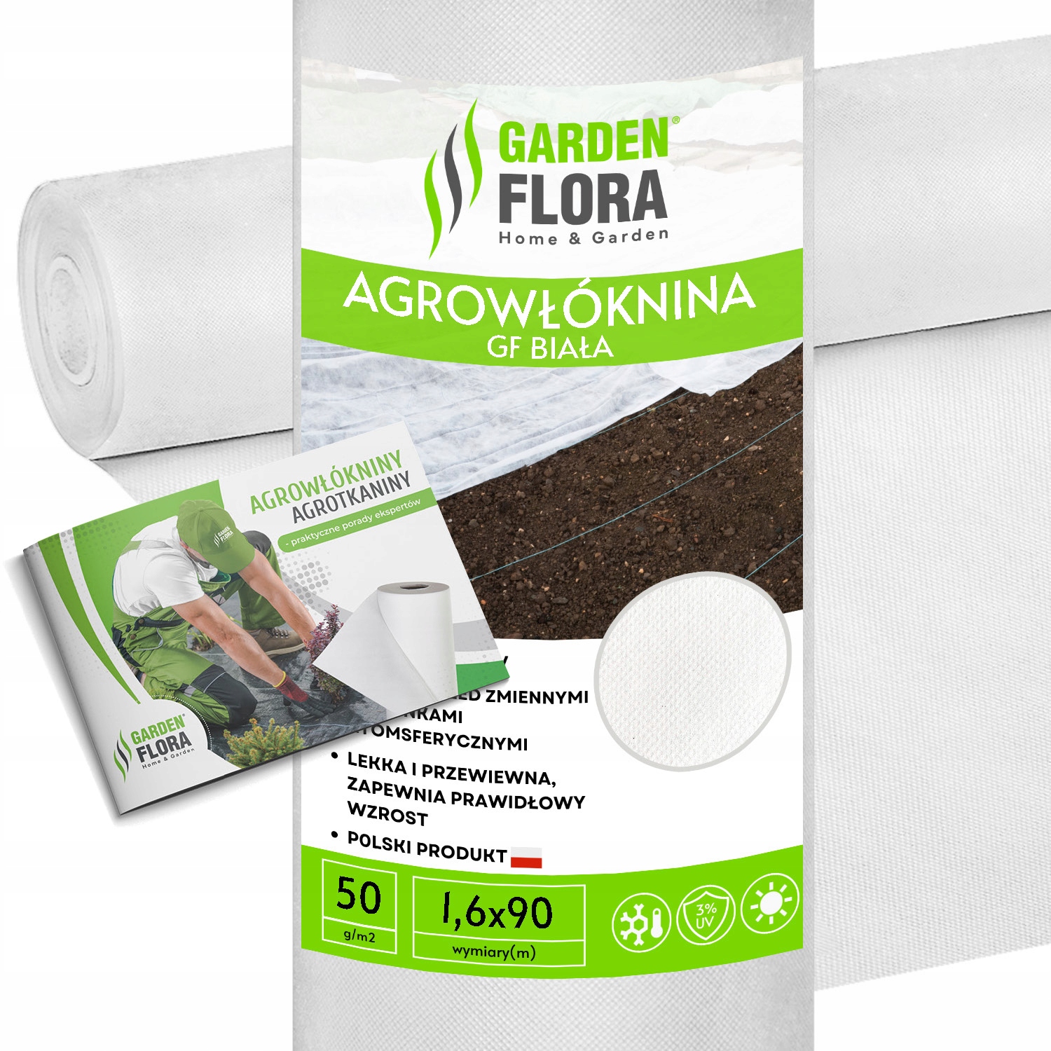 Agrowłóknina Biała Gf 1,6x90m 50g Jesienno, Zimowa Okryciowa Otulina Gruba