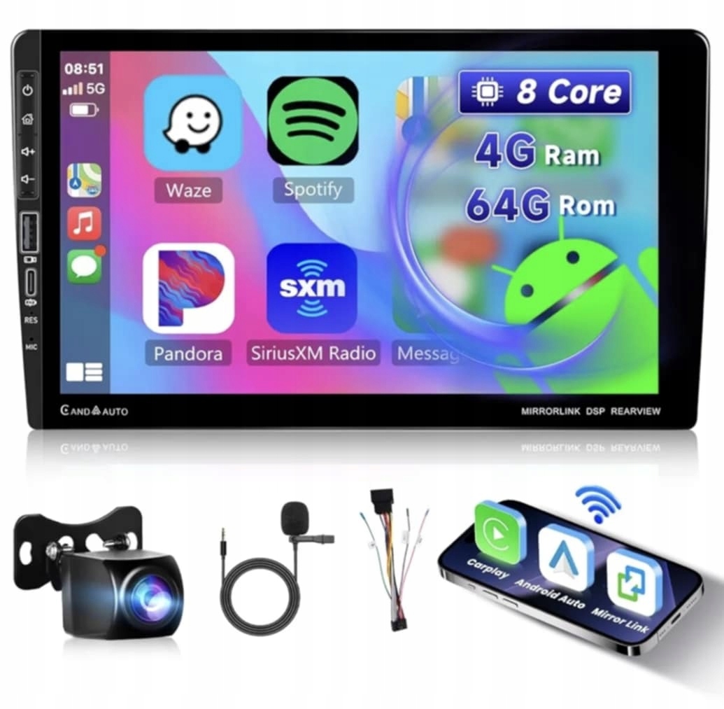 Automobilové rádio Hodozzy 2-DIN 4+64GB