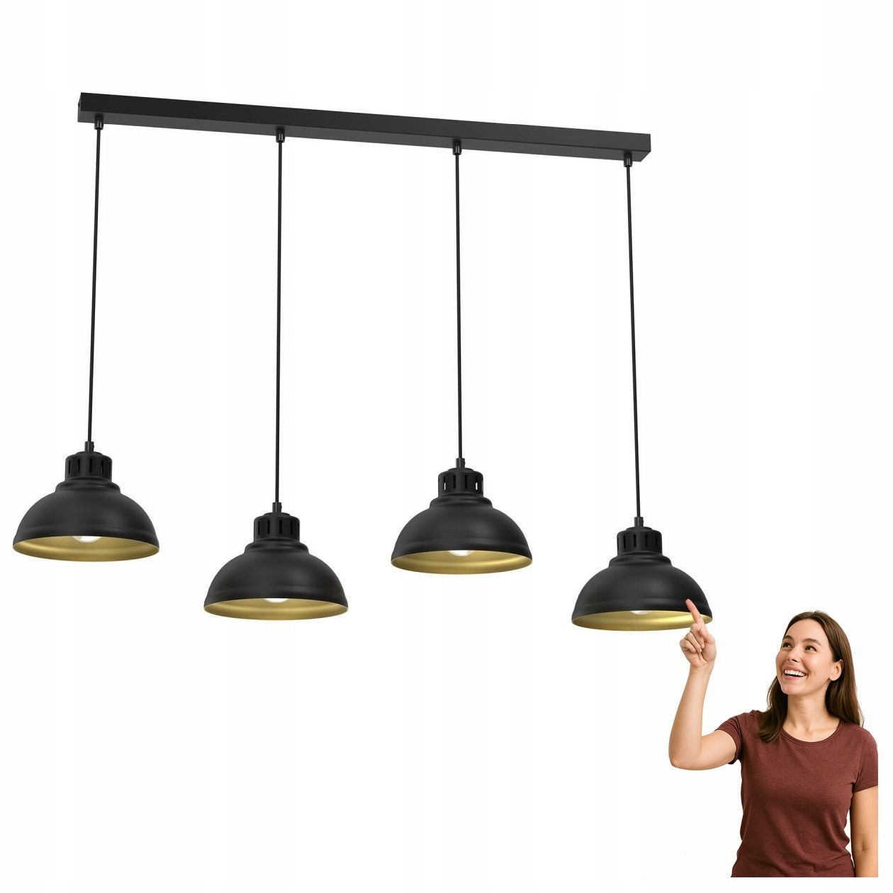 Čierna štvorbodová závesná lampa na lište Sven 9117 Luminex