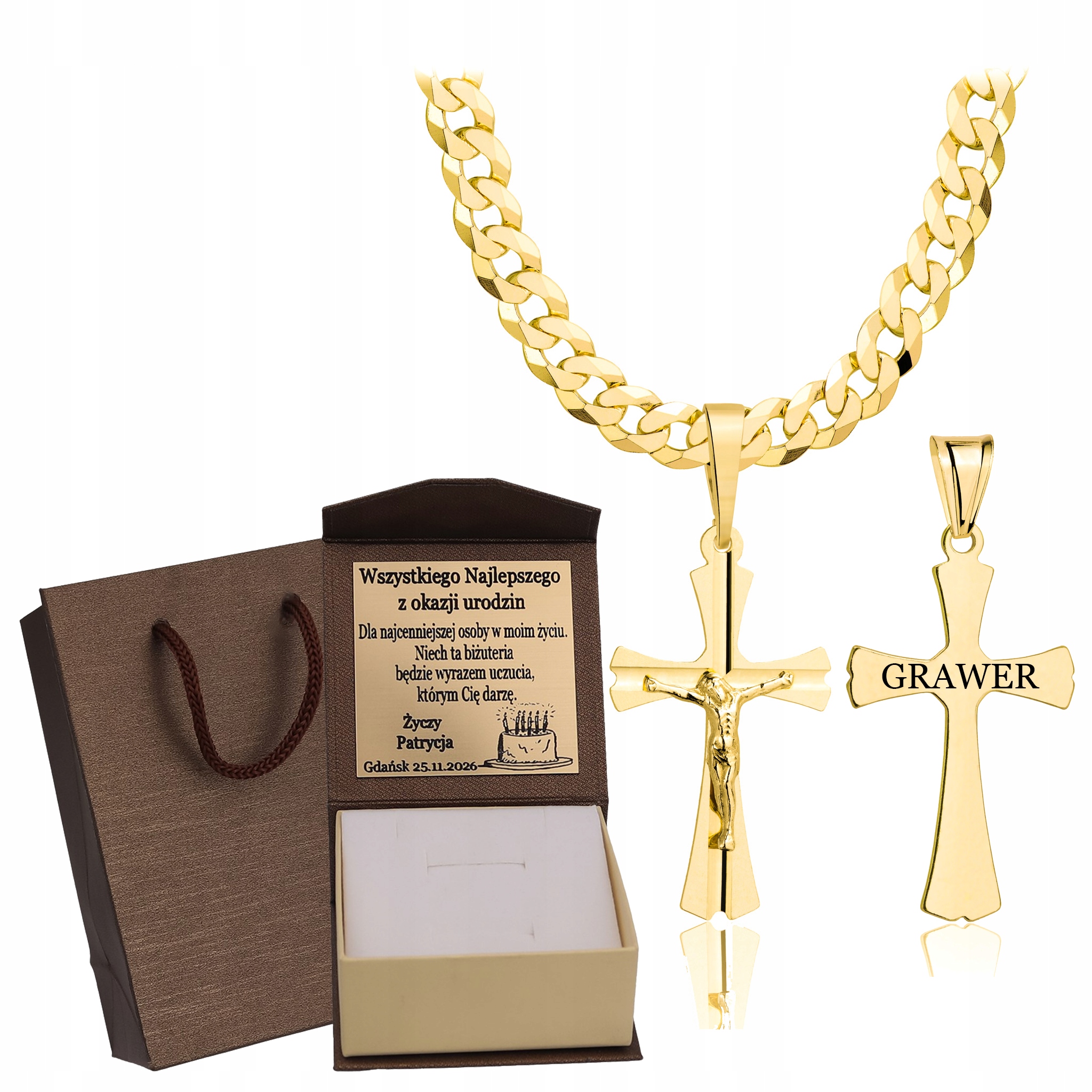 Zlatý Plný Řetízek Pánský Pancr S Křížkem Ryzost 925 585 Gravírování Bonus