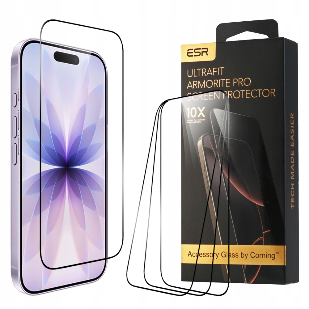 Ochranné tvrzené sklo Esr 3x odolné proti nárazu pro iPhone 17 Pro