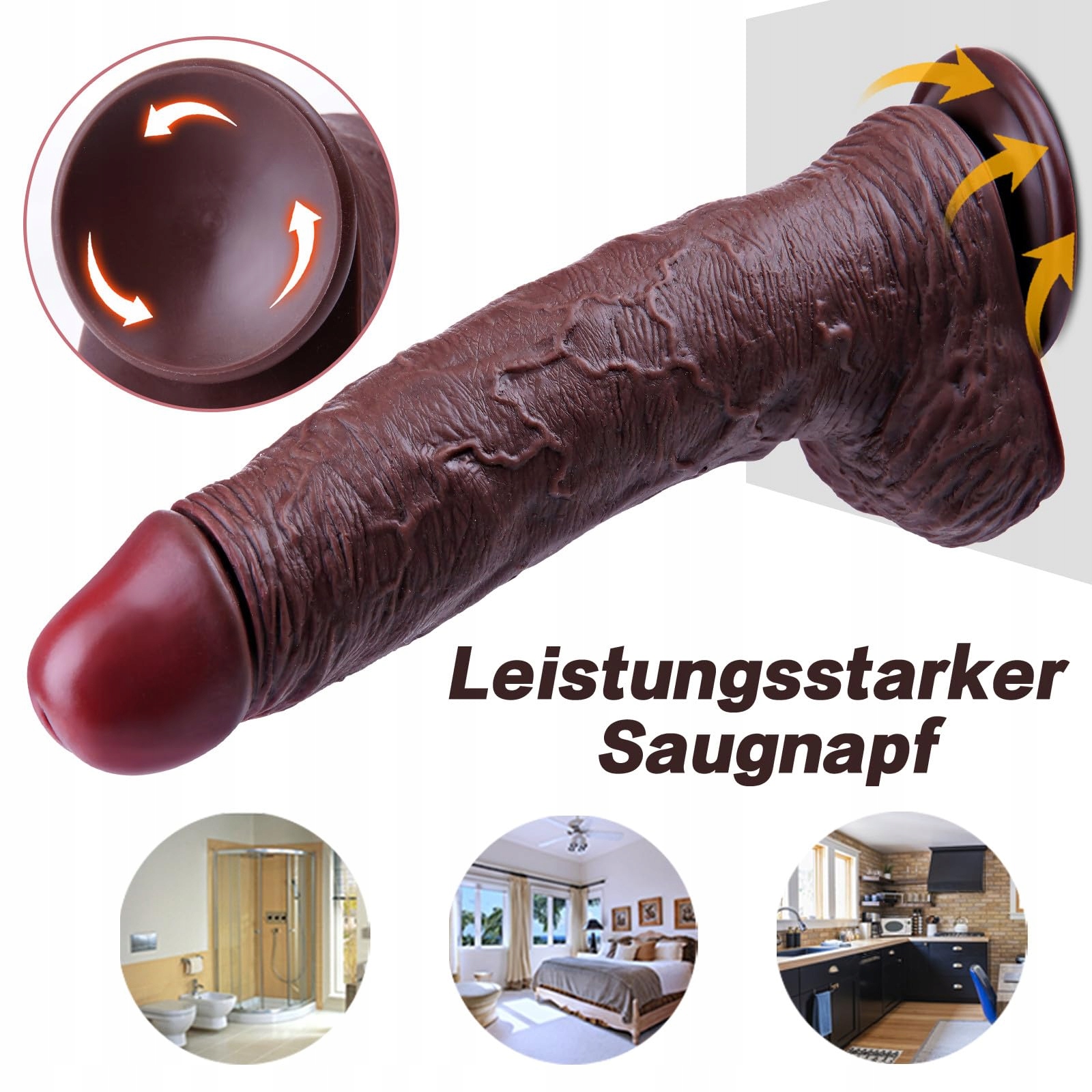 REALISTISCHER Dildo Silikonowy 27,5 cm Czarny Z Mocnym Przyssawką Dla Par — miniatura 4
