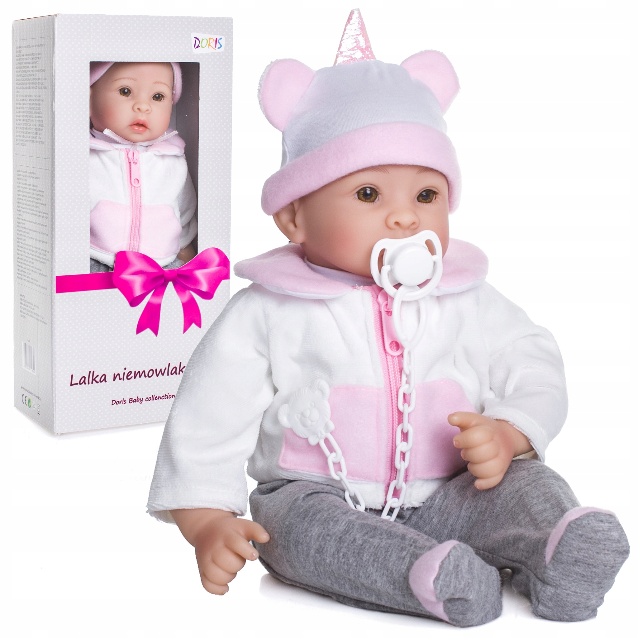

Lalka Niemowlak Bobas zapach dźwięk + smoczek 63