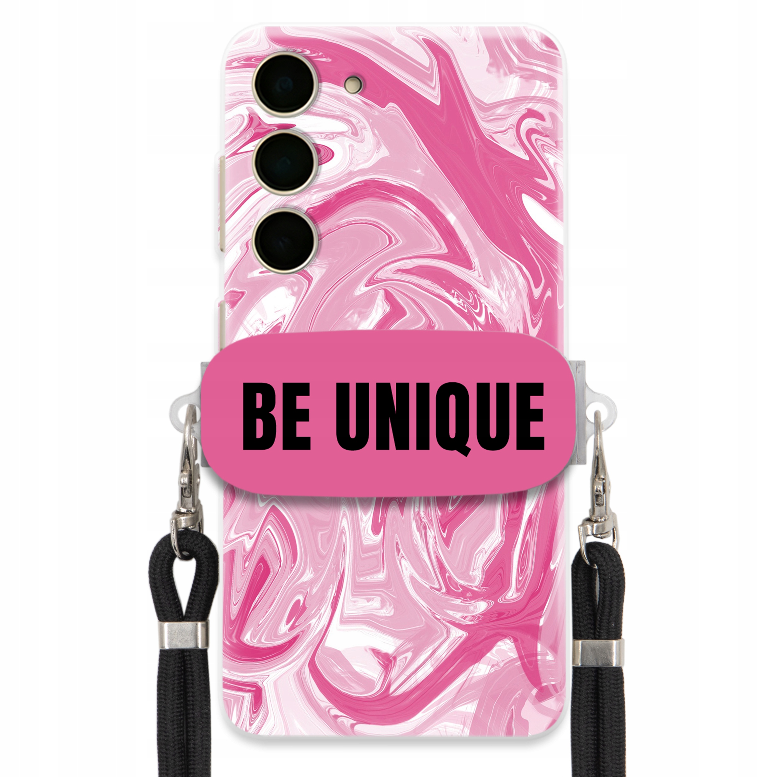 Puzdro pre Samsung S24 Case držiak šnúrka Čierna Ružová Mramor Be Unique