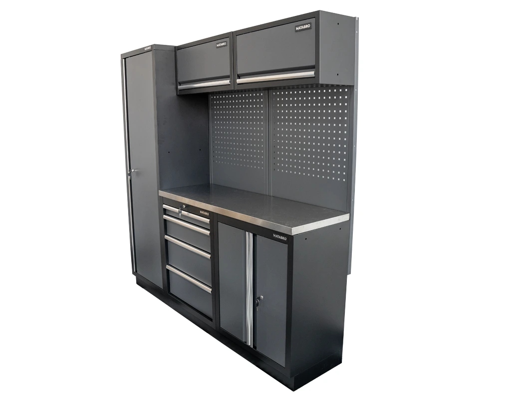 Sestava 5 ks dílenského nábytku SET-CA01022 s nerezovou pracovní deskou