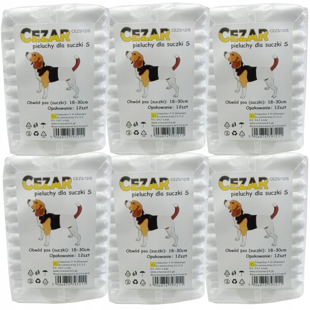 

Cezar Pieluchy pampersy dla psa suczki 72 S 18-30