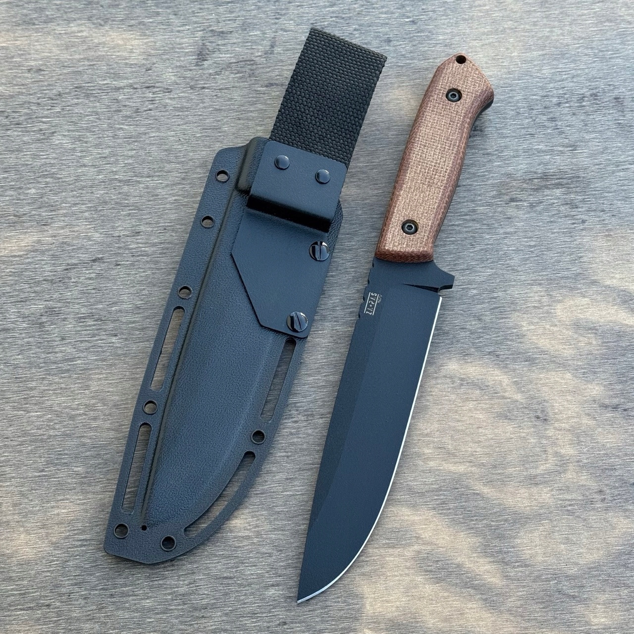 Nůž pro přežití Za-pas Knives Expendable černá čepel Nmv hnědá micarta