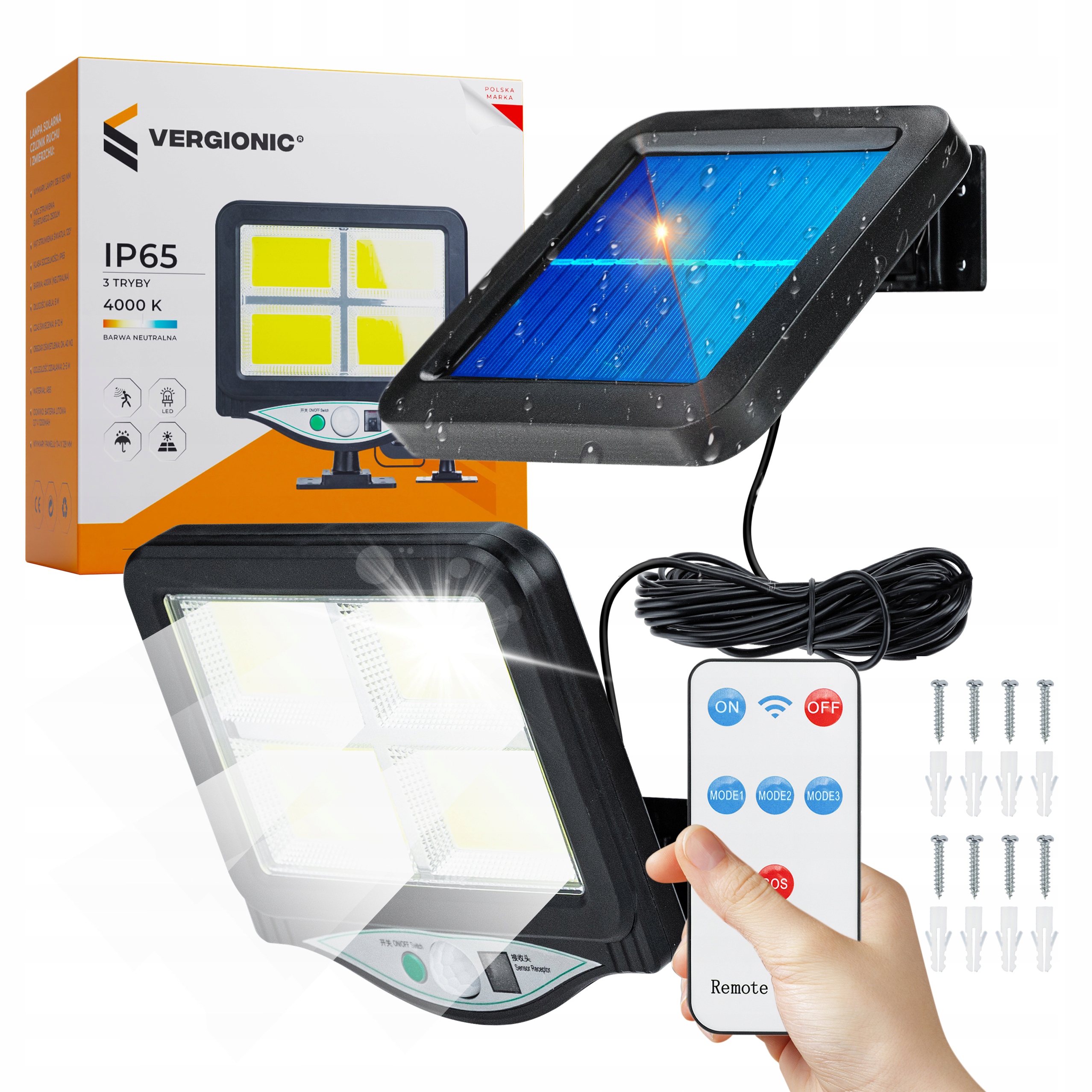 

Lampa Solarna Z Czujnikiem Ruchu Osobny Panel Cob